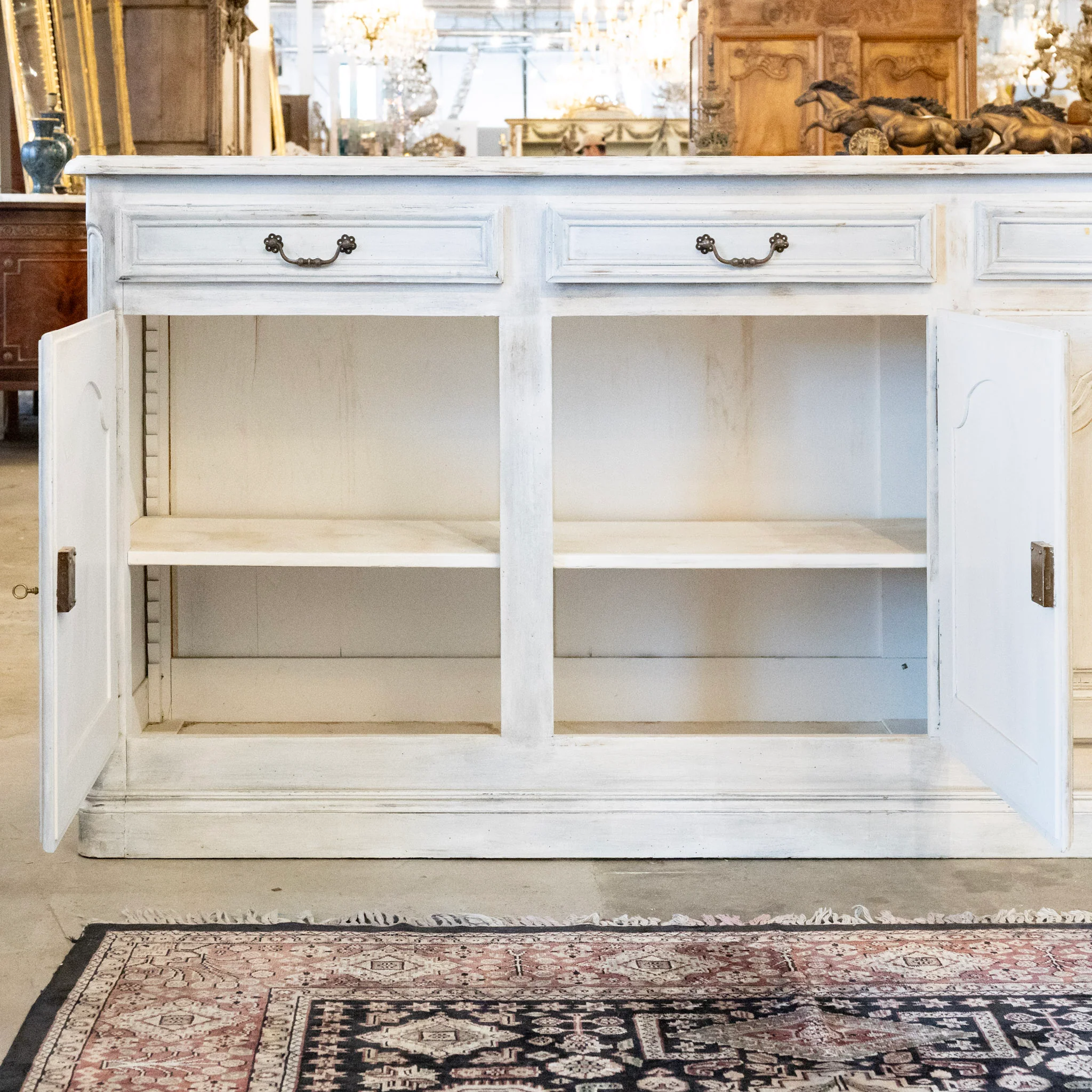 French Painted Sideboard – Distressed White & Light Blue Finish - Image 5