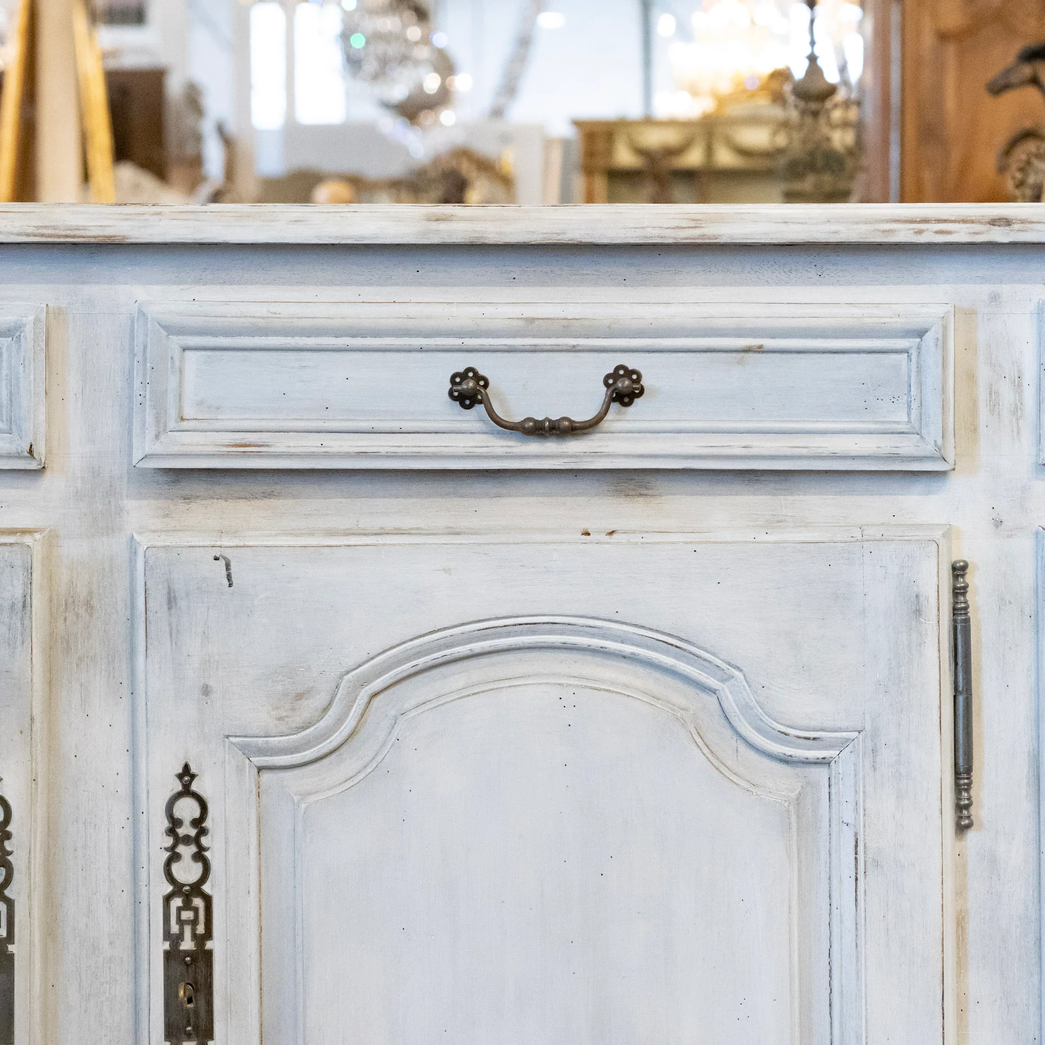 French Painted Sideboard – Distressed White & Light Blue Finish - Image 6
