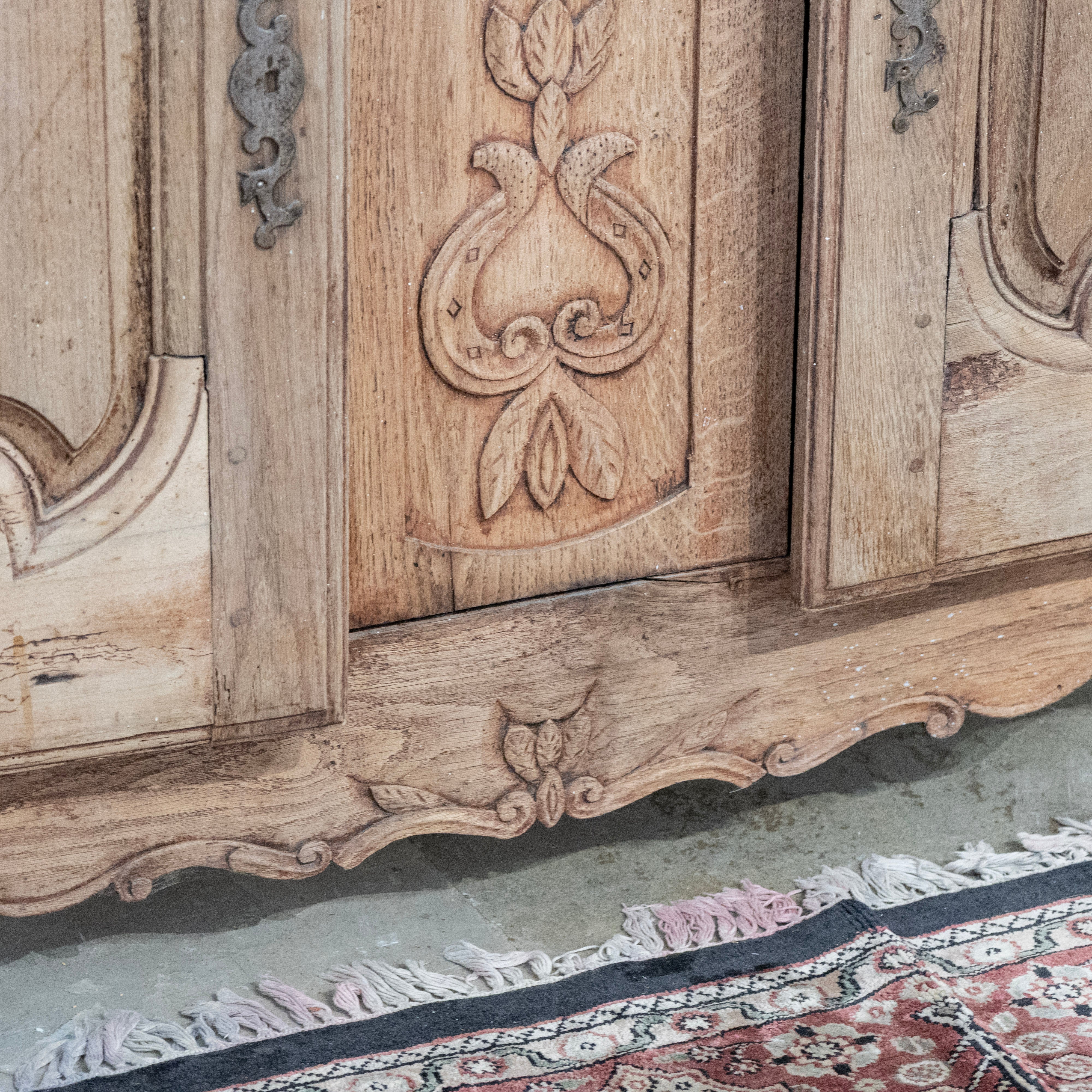 French Provincial Light Wood Sideboard – Carved Doors & Scalloped Apron - Image 6