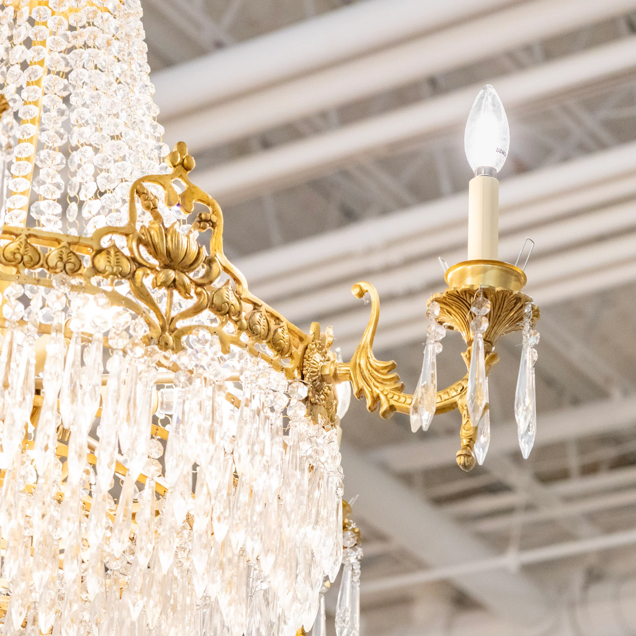French Tiered Brass Chandelier – Beaded Crystal & Icicle Drops - Image 7
