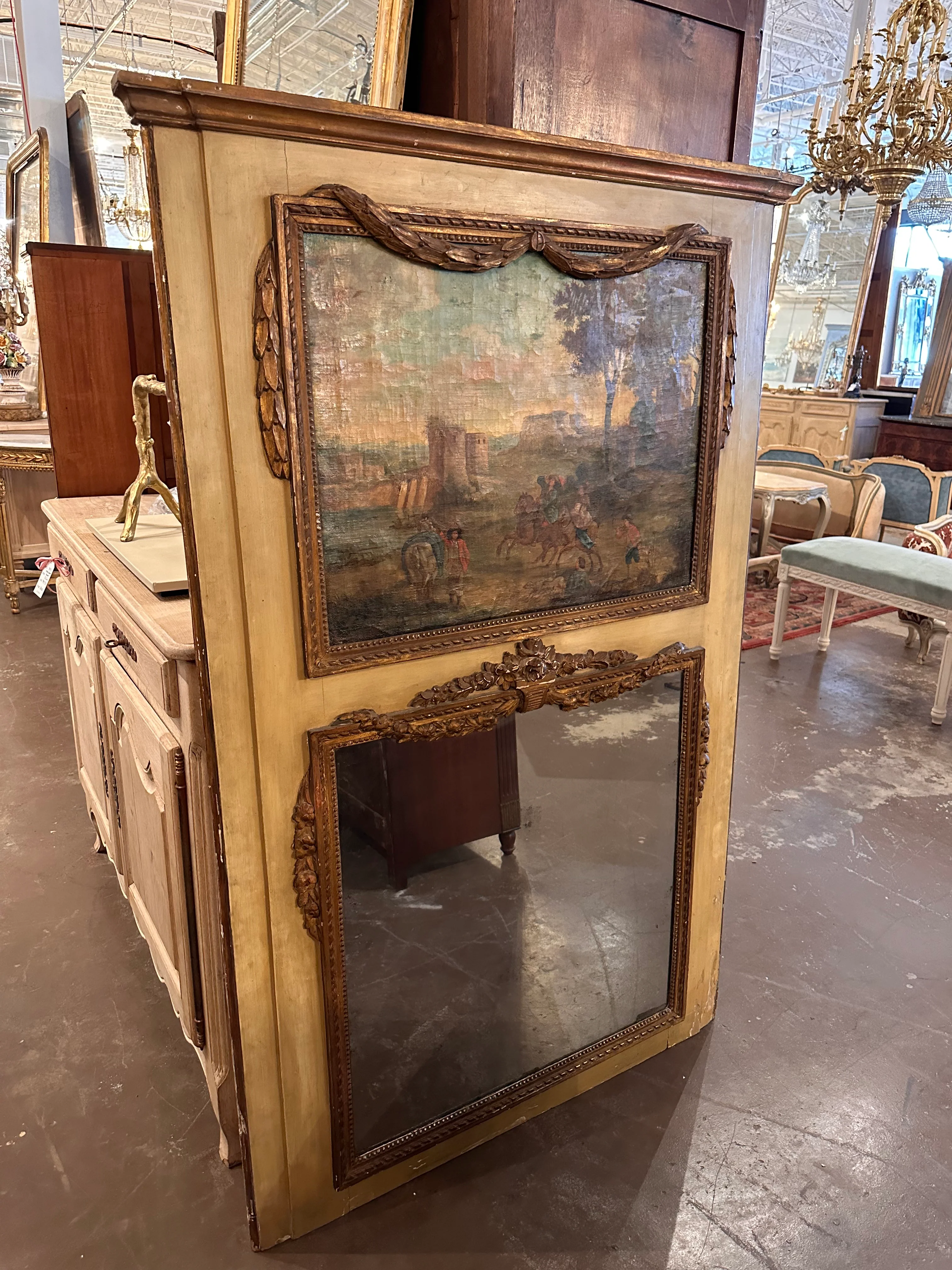 French Trumeau Mirror with Swag - Image 2