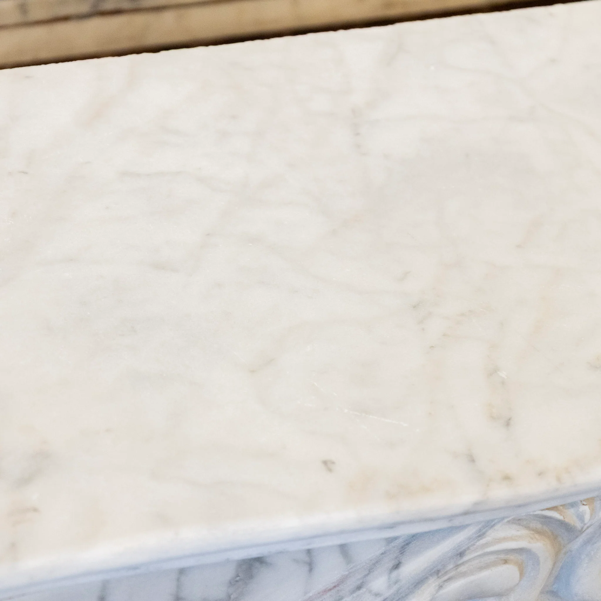 French White Carrara Marble Fireplace Mantel – Carved Scrollwork & Cartouche Center - Image 10