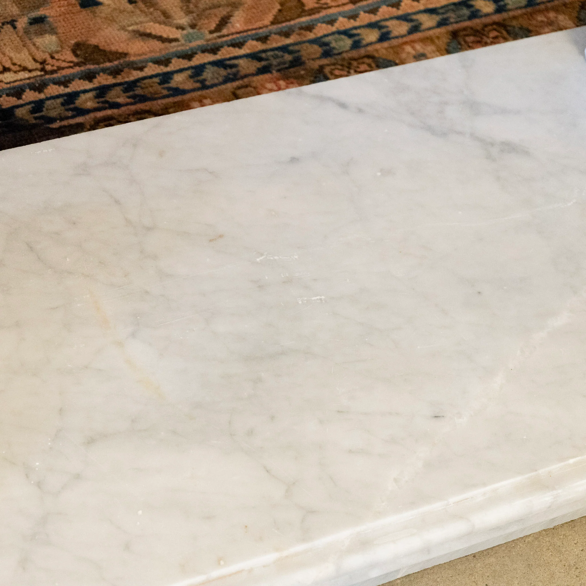 French White Carrara Marble Fireplace Mantel – Carved Scrollwork & Cartouche Center - Image 11