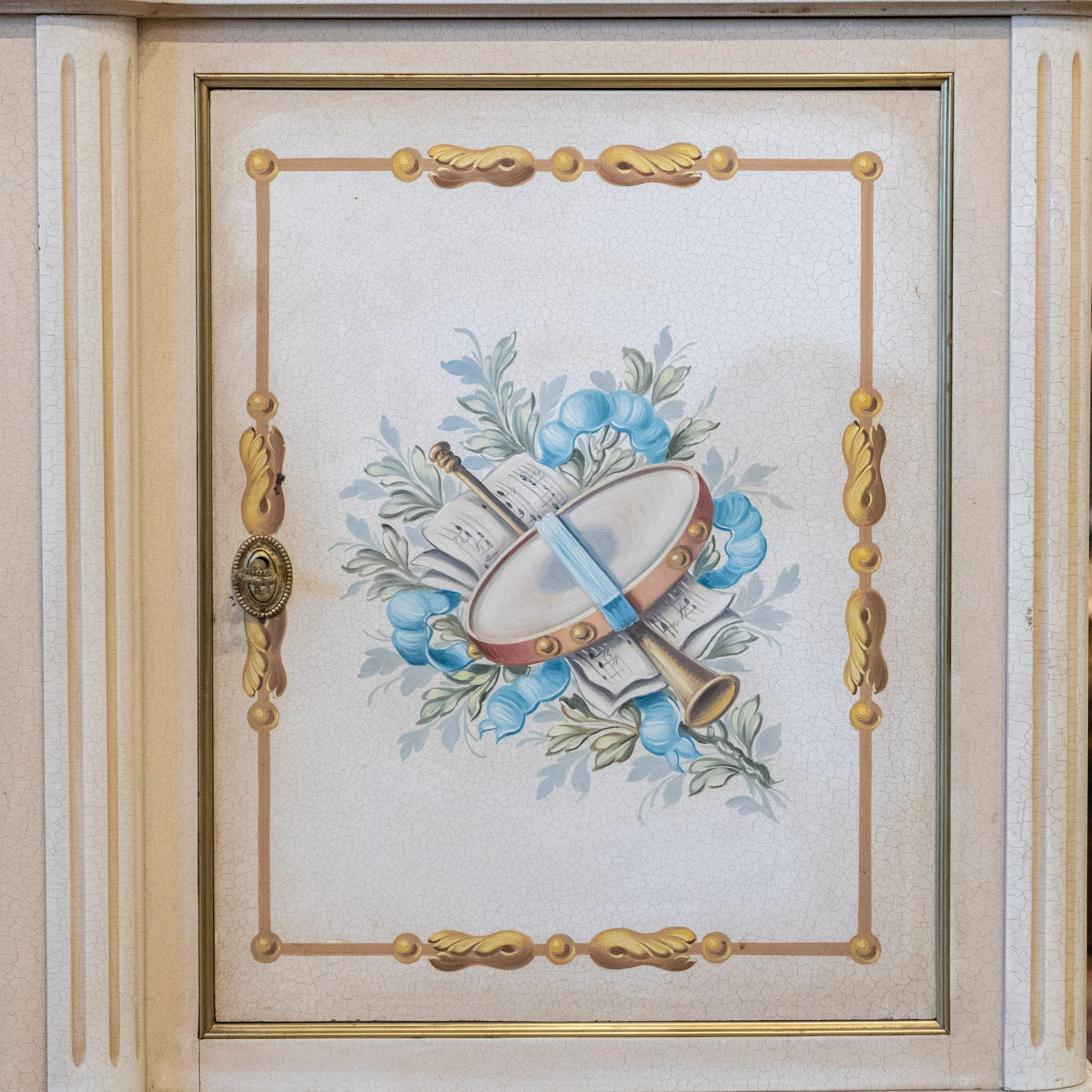 French White Hand-Painted Sideboard – Crackle Finish & Original Marble Top - Image 9