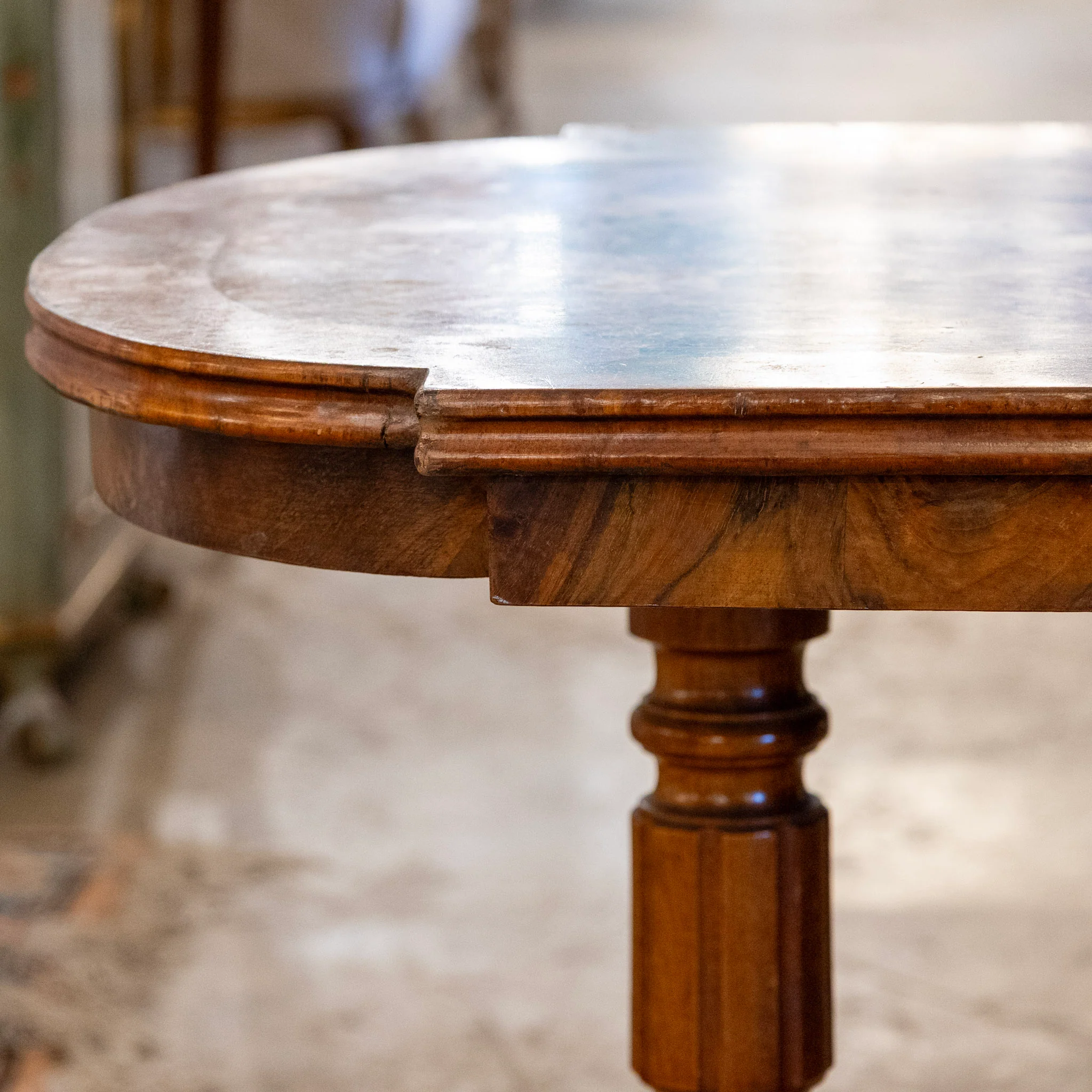 French Wood Desk – Burl Wood Top & Carved Lion Legs on Casters - Image 12