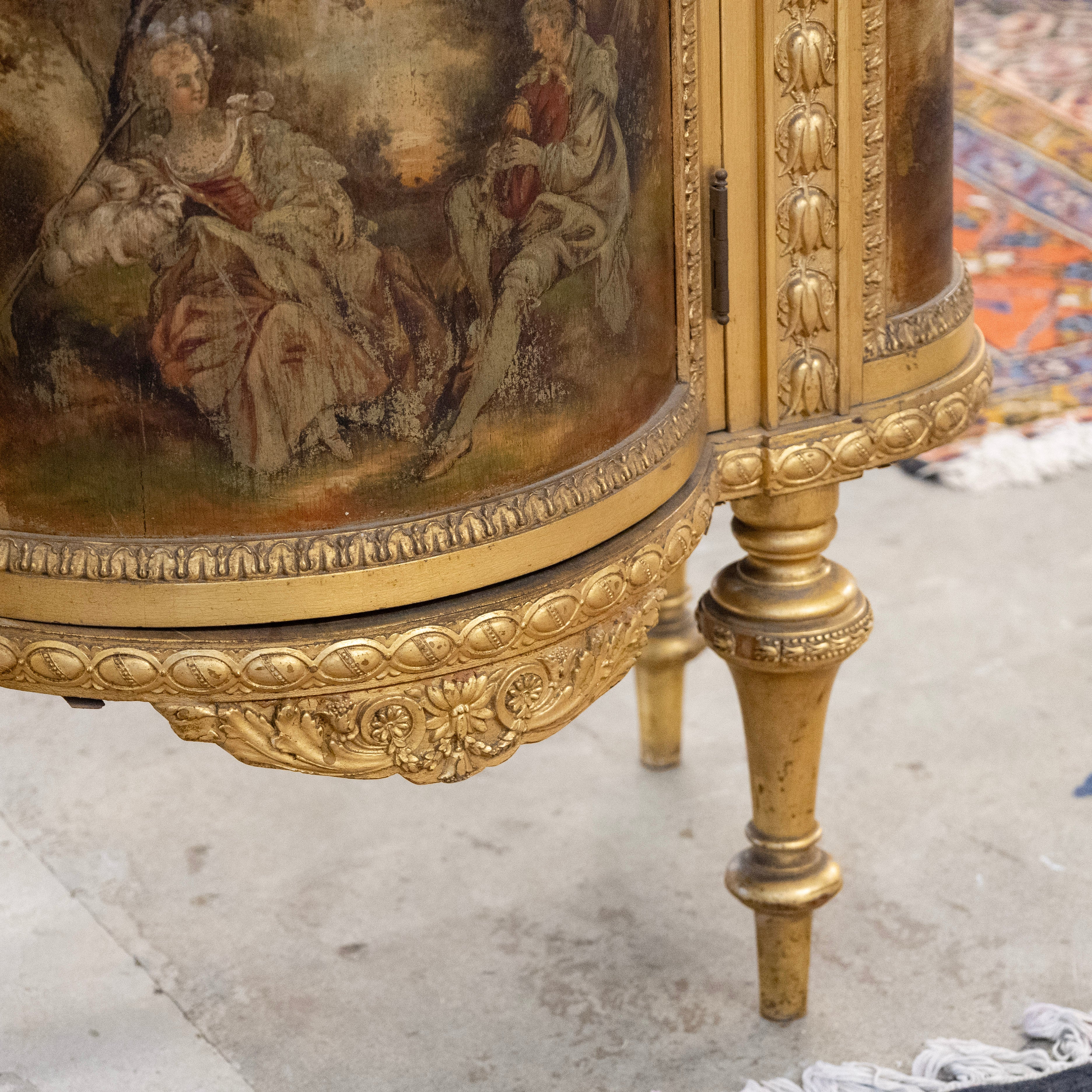 Gilded French Vitrine Glass Cabinet – Carved Detail & Art Panels - Image 10