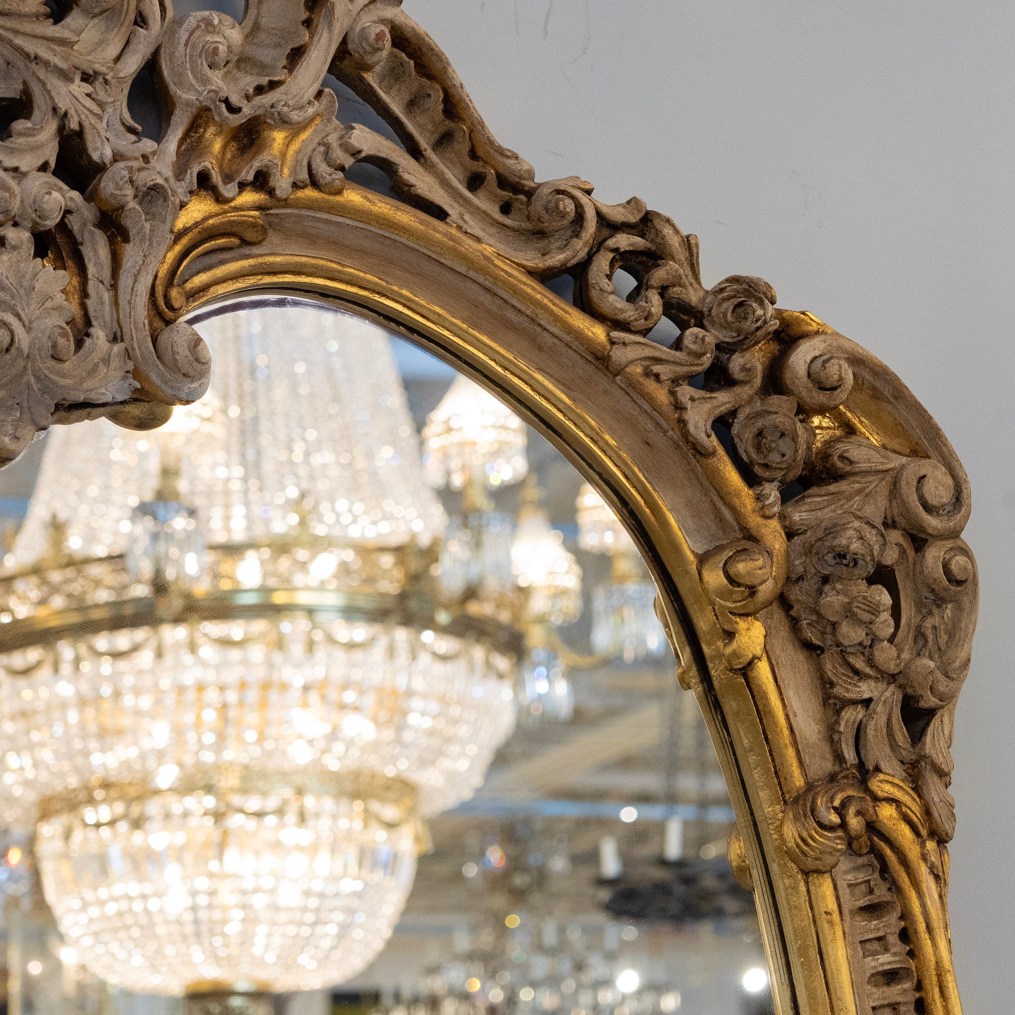 Gilded Rococo Mirror & Console – Ornate Hand-Carved Scrollwork & White Marble Top - Image 13