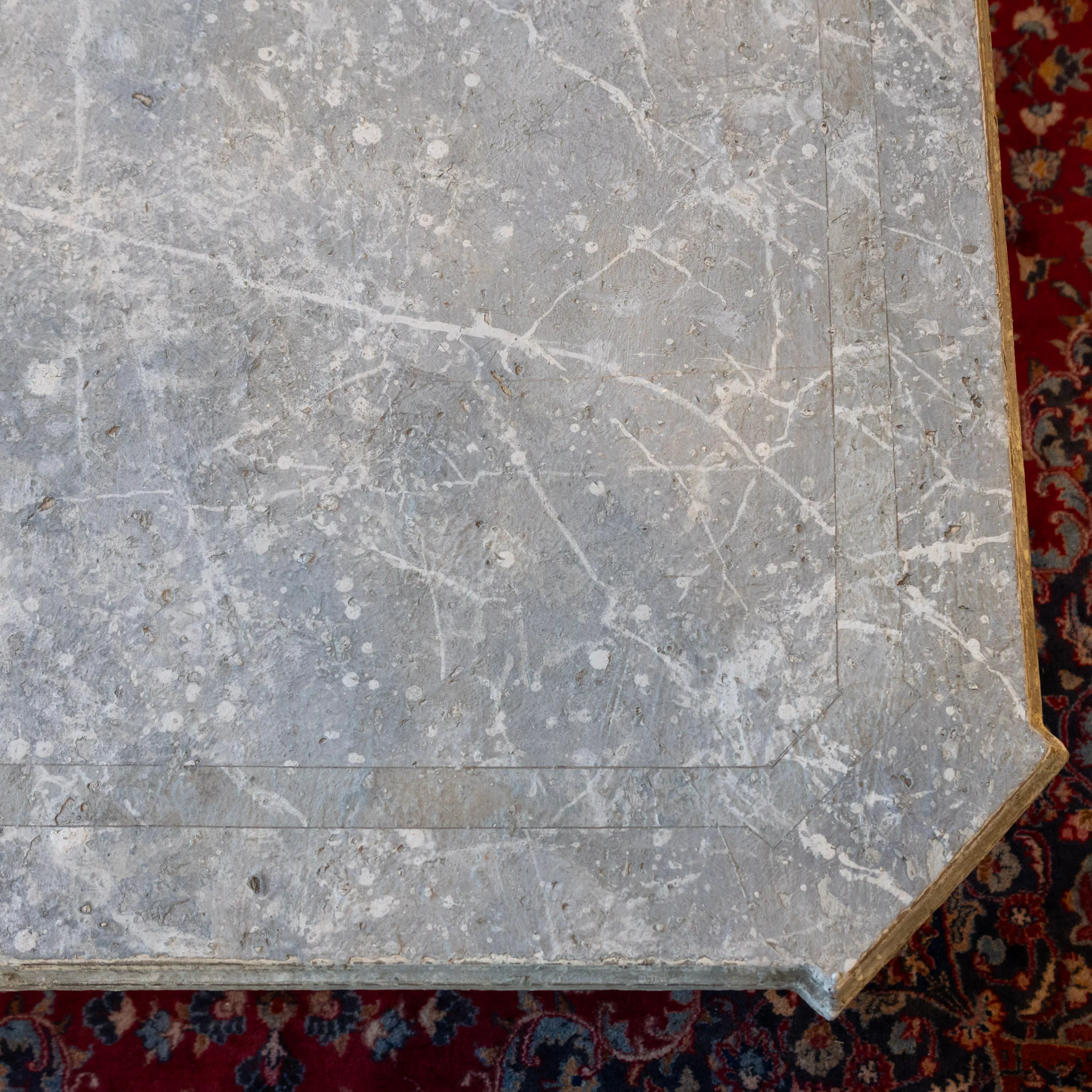 Grand European Neoclassical Hand-Carved Dining Table – Grey & White Faux Marble Finish - Image 10