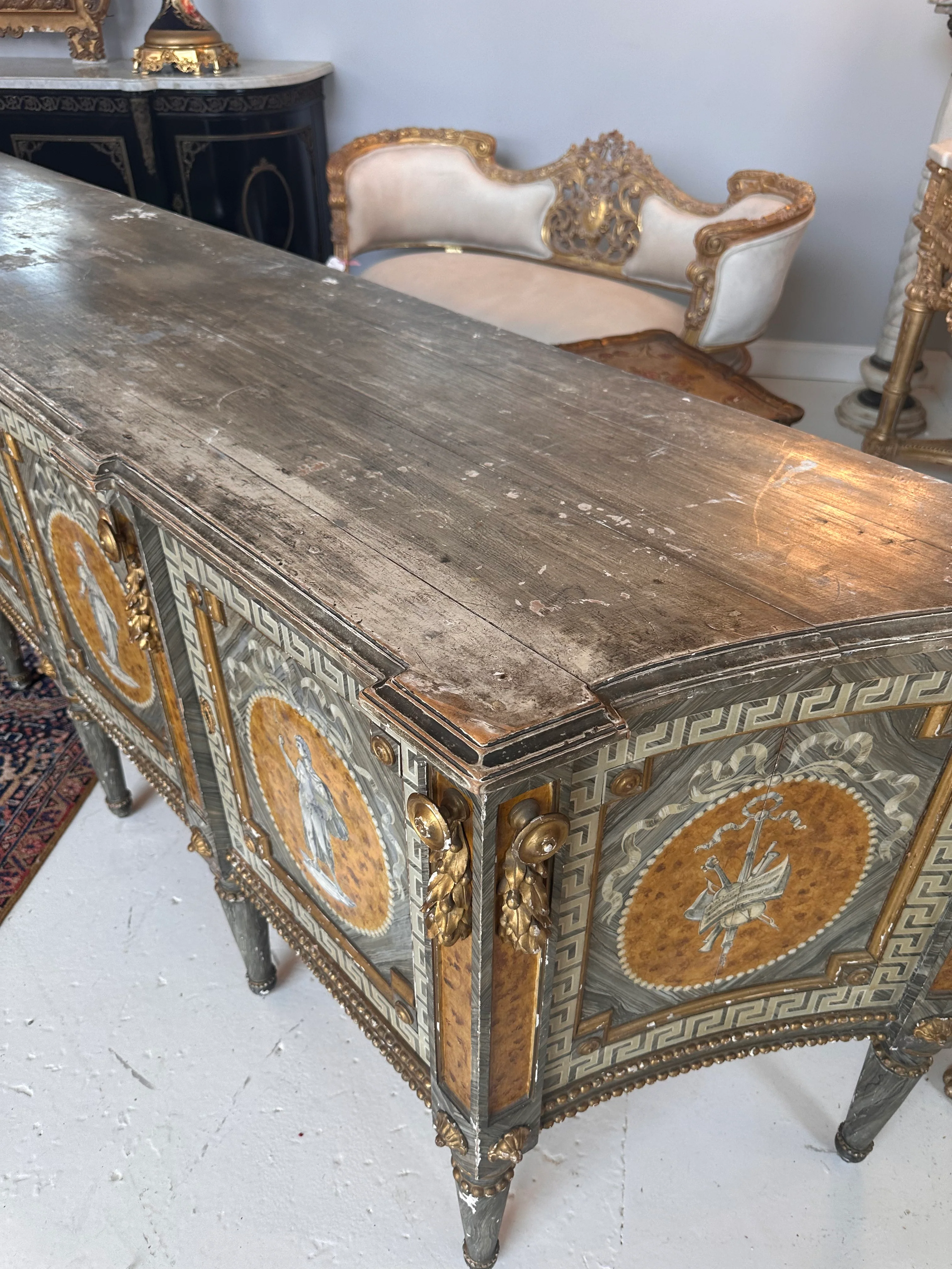 French Hand-Painted Greek Key Sideboard - Image 2