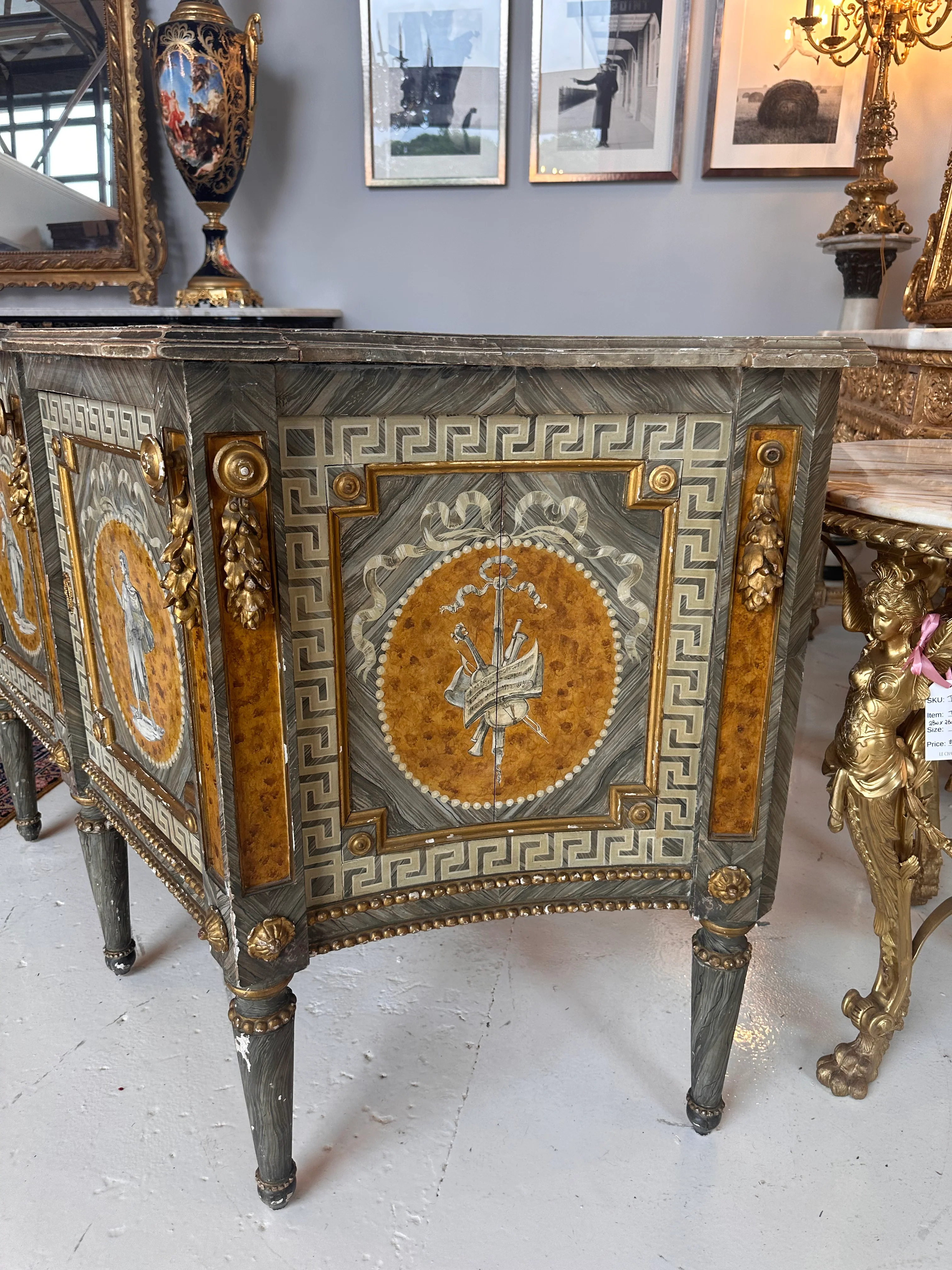 French Hand-Painted Greek Key Sideboard - Image 3