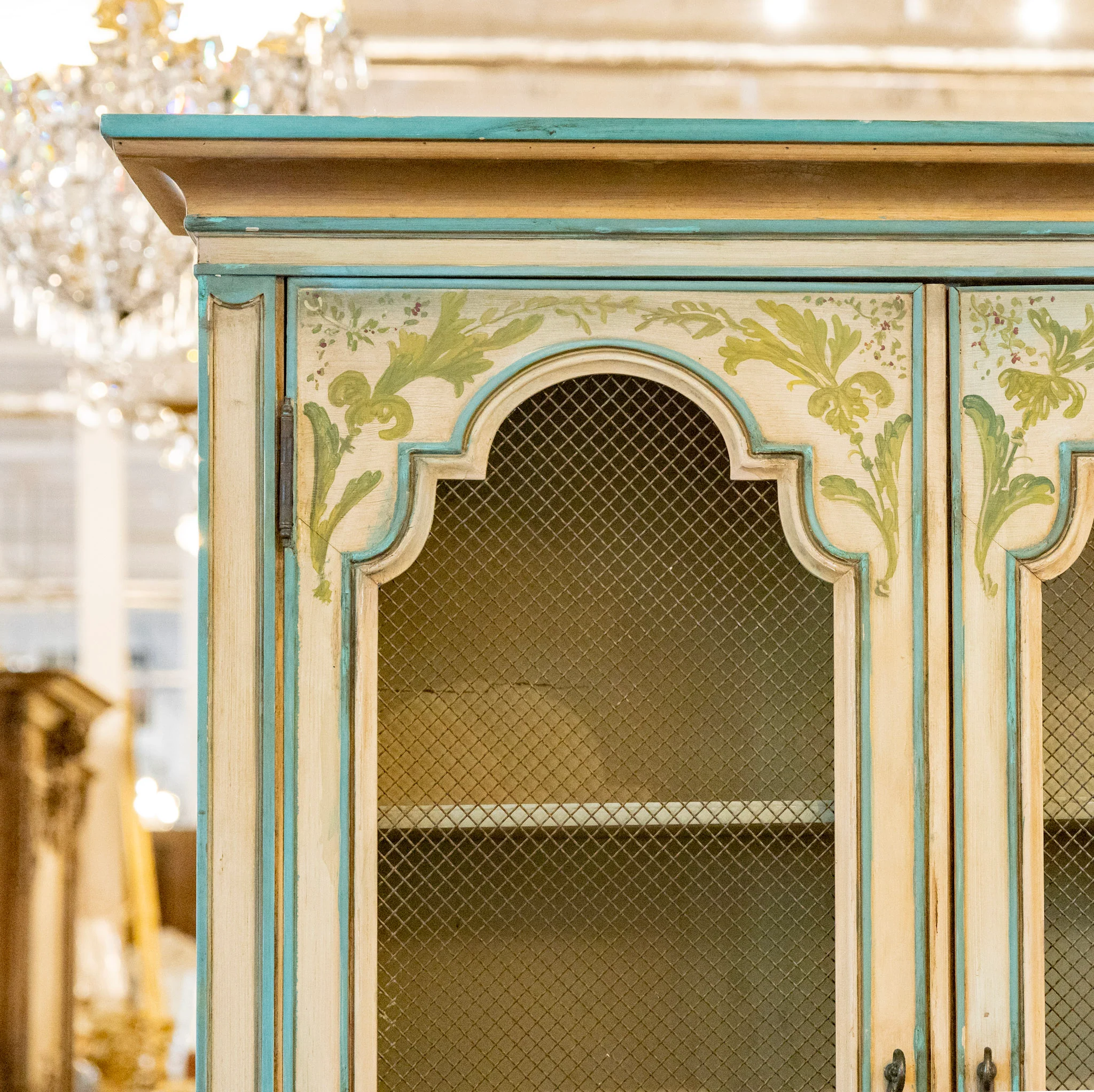 Gustavian Secretary Desk – Turquoise with Painted Figures - Image 10