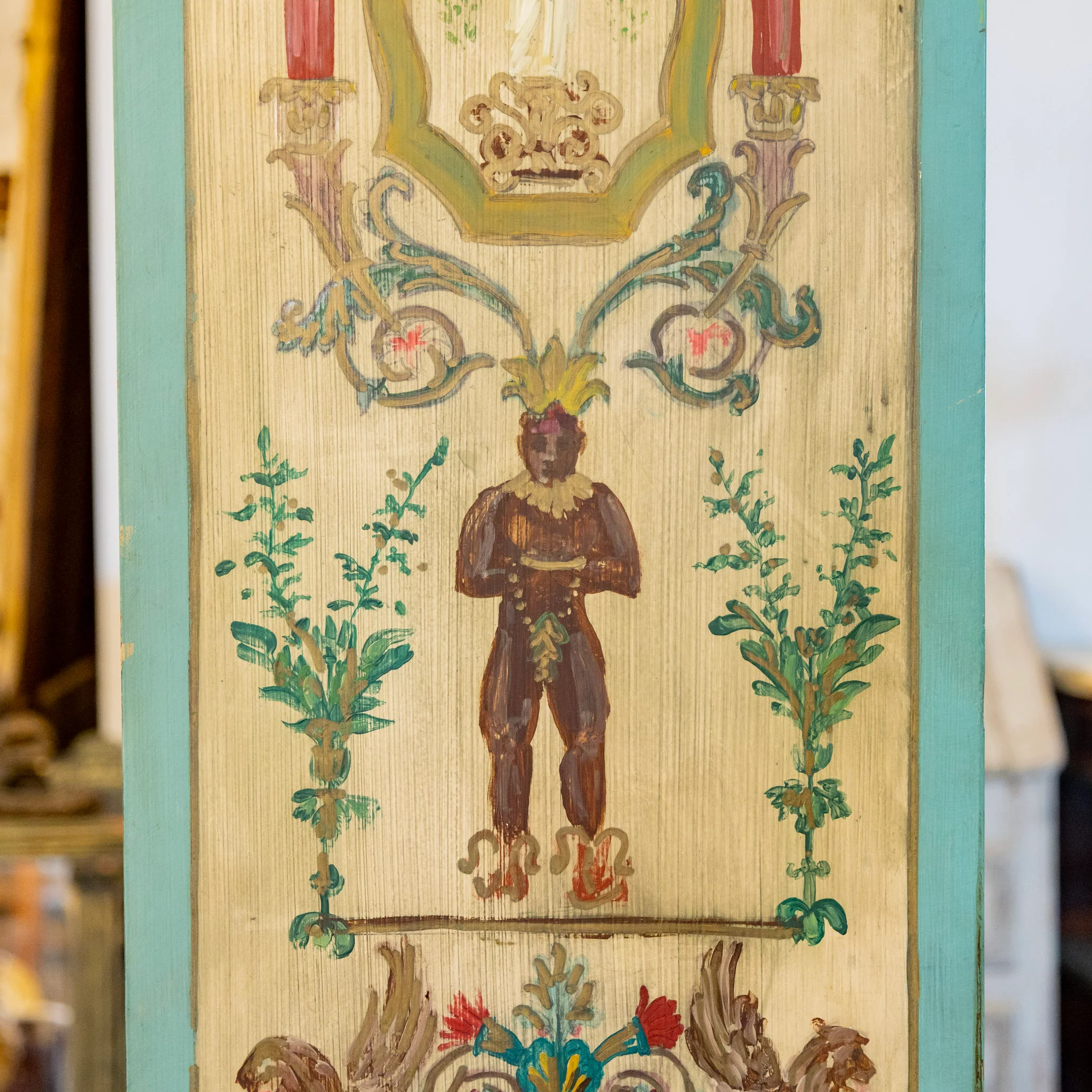 Gustavian Secretary Desk – Turquoise with Painted Figures - Image 13