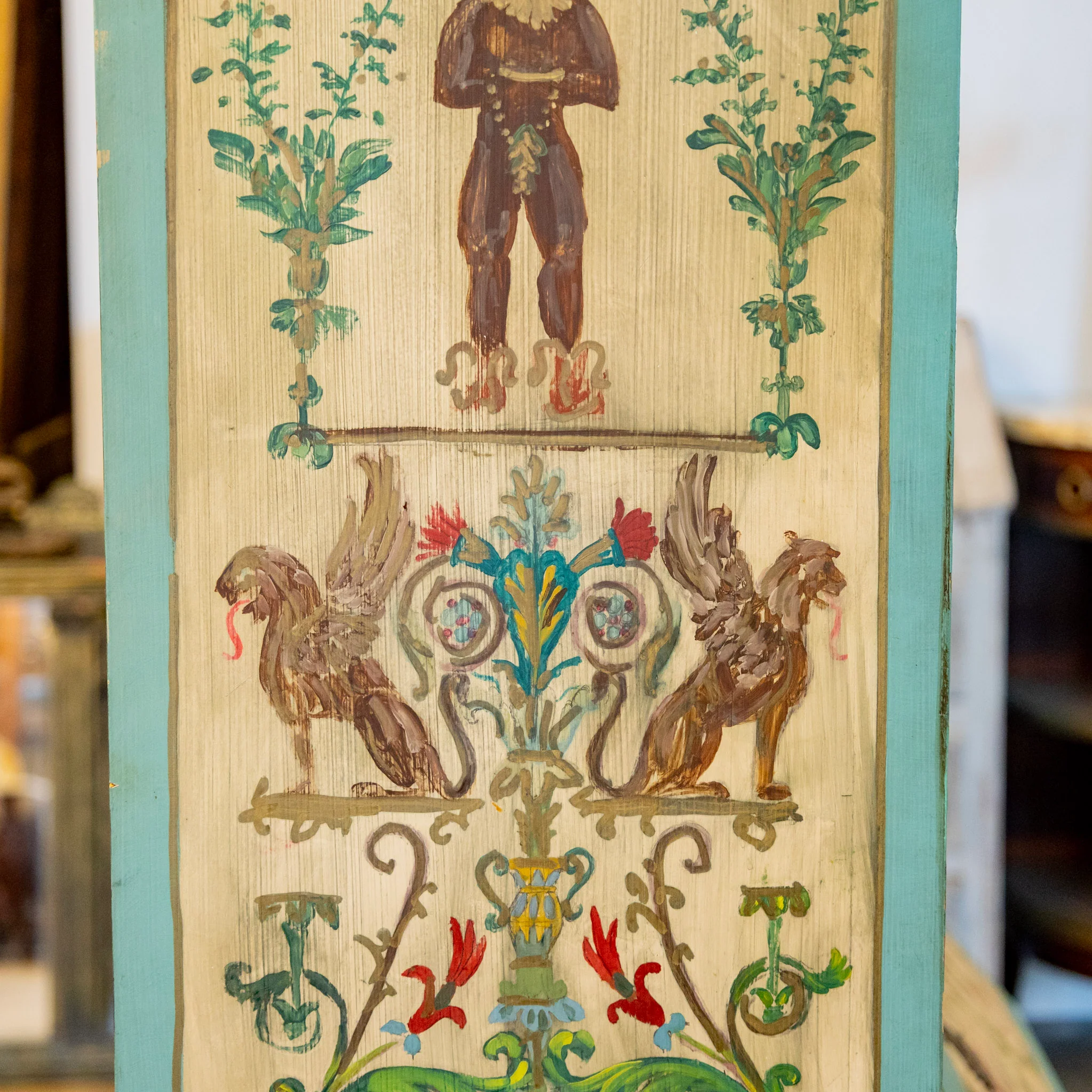 Gustavian Secretary Desk – Turquoise with Painted Figures - Image 14