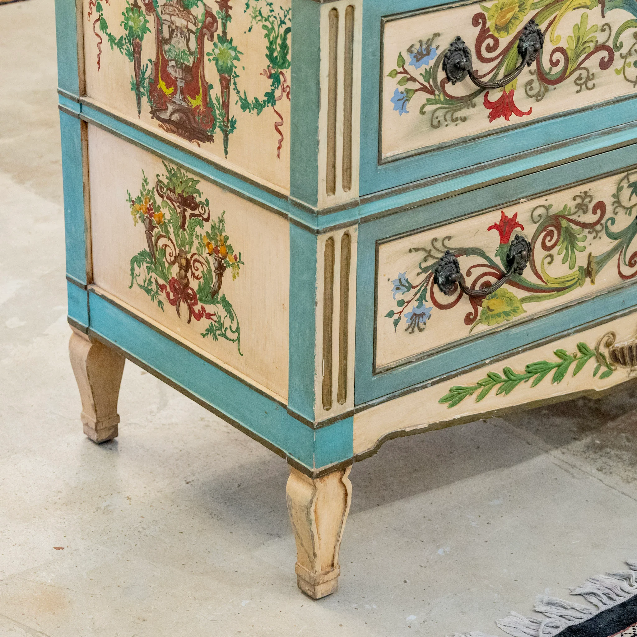 Gustavian Secretary Desk – Turquoise with Painted Figures - Image 20