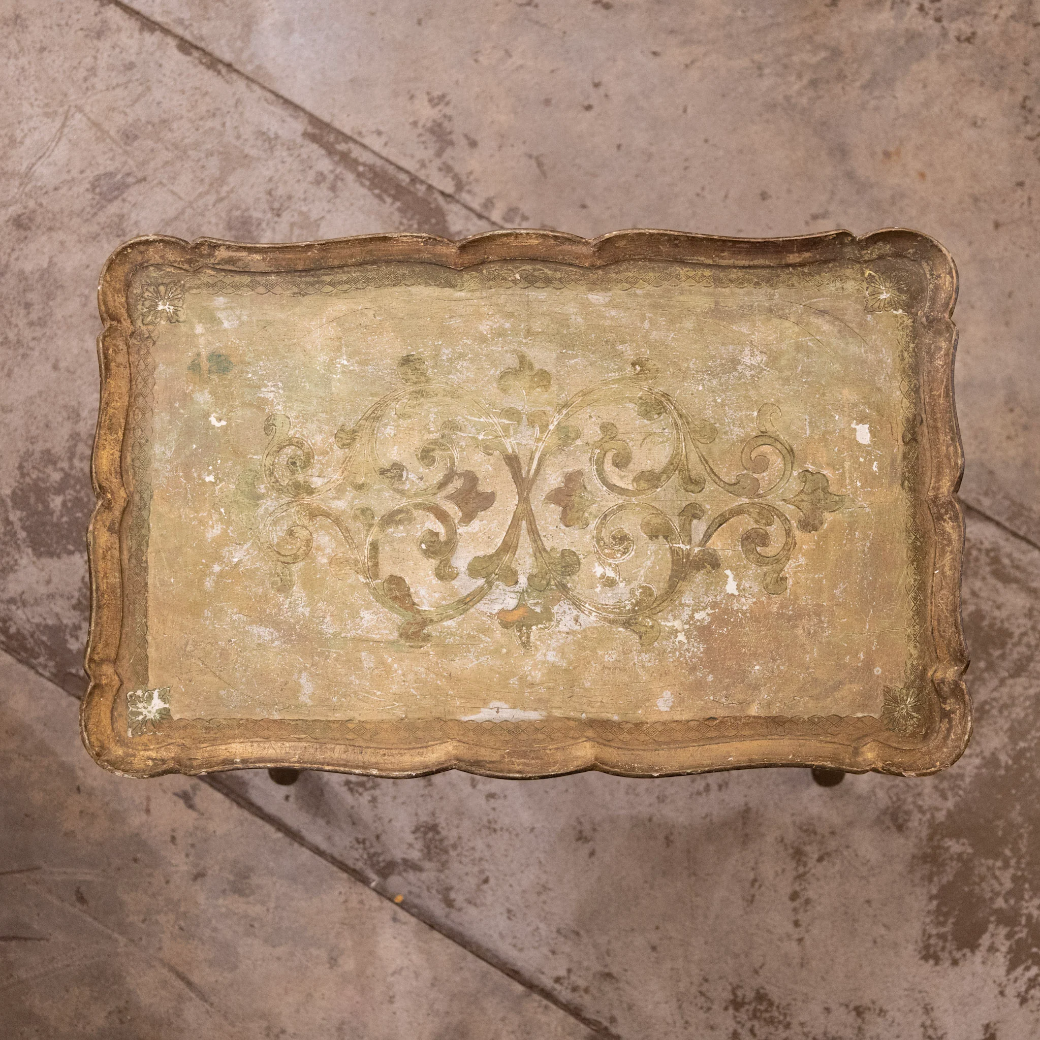 Hand-Painted Italian Nesting Tables – Scalloped Edges & Floral Detailing - Image 7