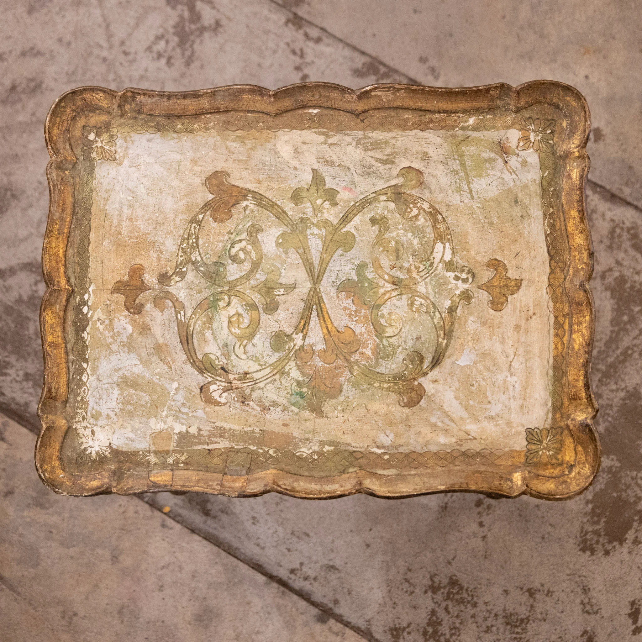 Hand-Painted Italian Nesting Tables – Scalloped Edges & Floral Detailing - Image 9