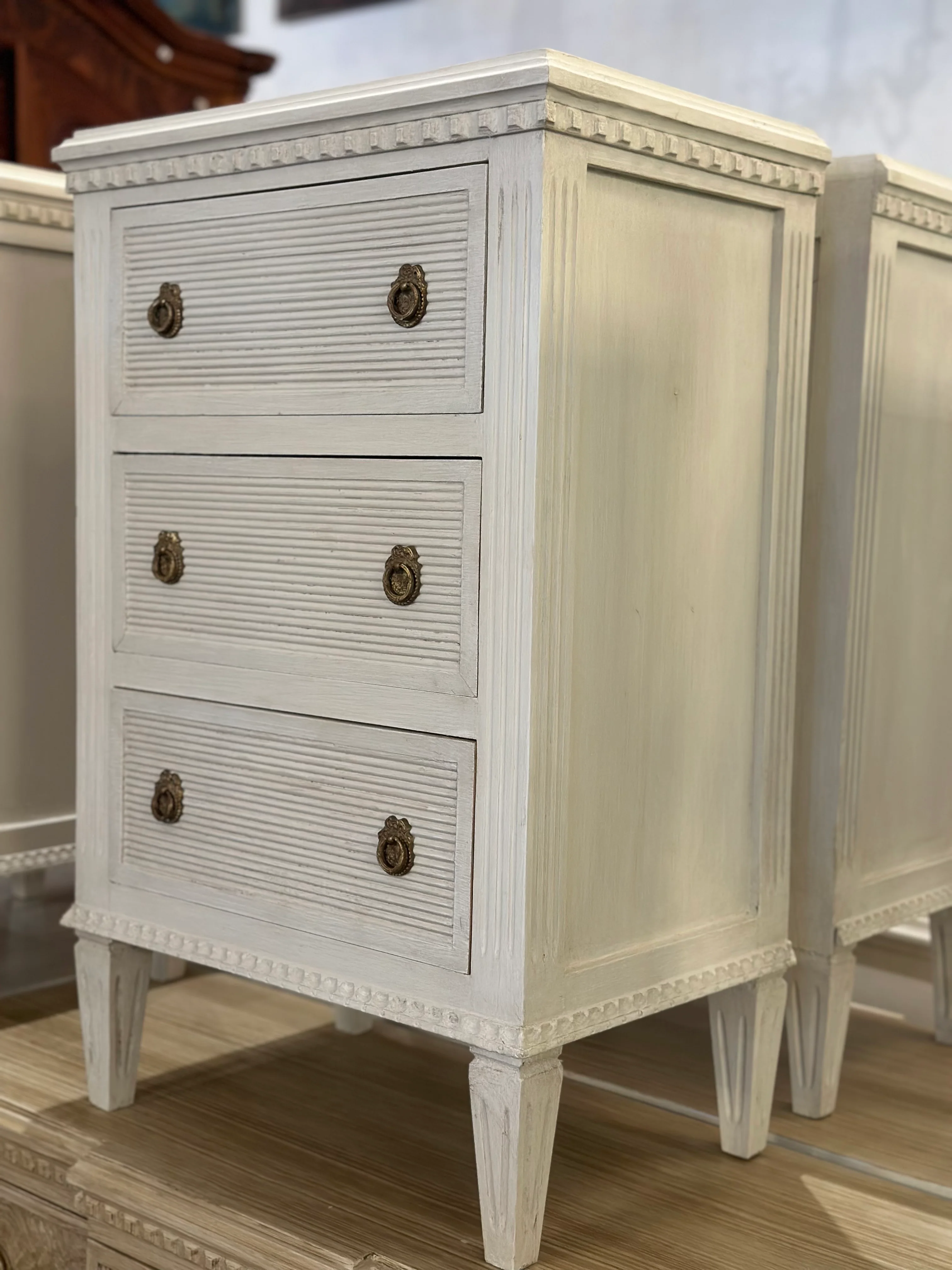 Horizontal Reed Swedish Nightstand with Bow Hardware - Image 2