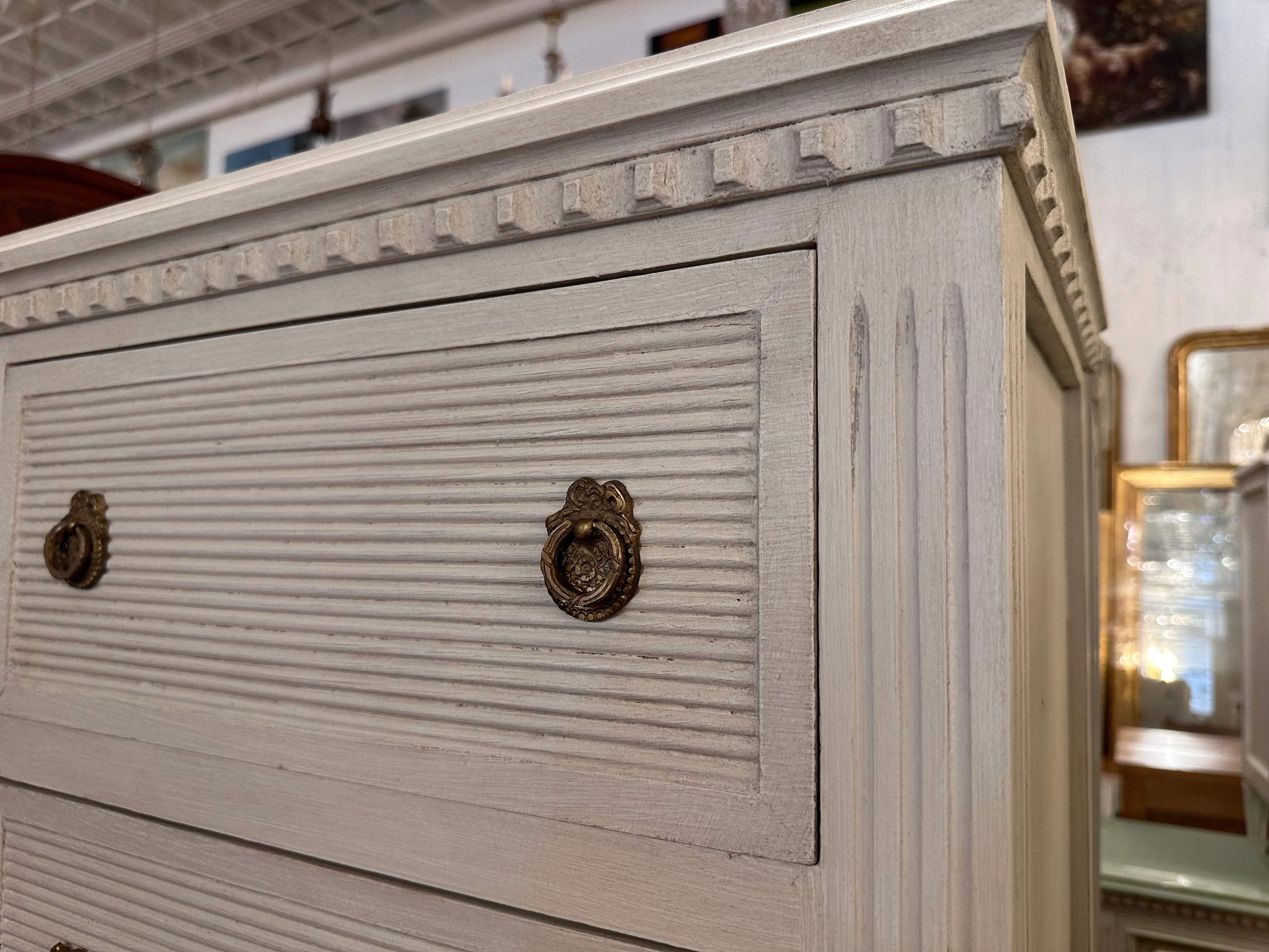 Horizontal Reed Swedish Nightstand with Bow Hardware - Image 3
