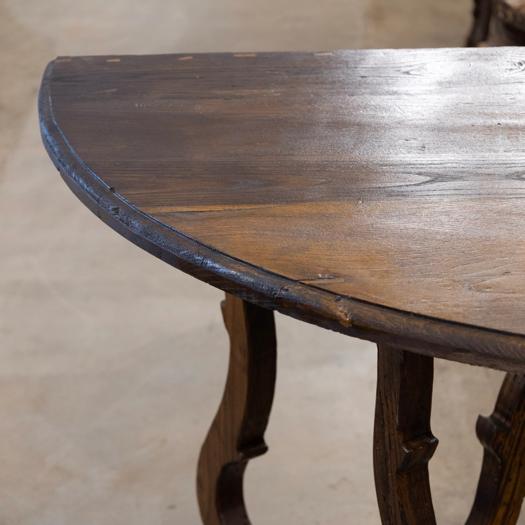 Italian Carved Sculptural Walnut Center Table – Formed By Pair of Demilune Consoles - Image 11