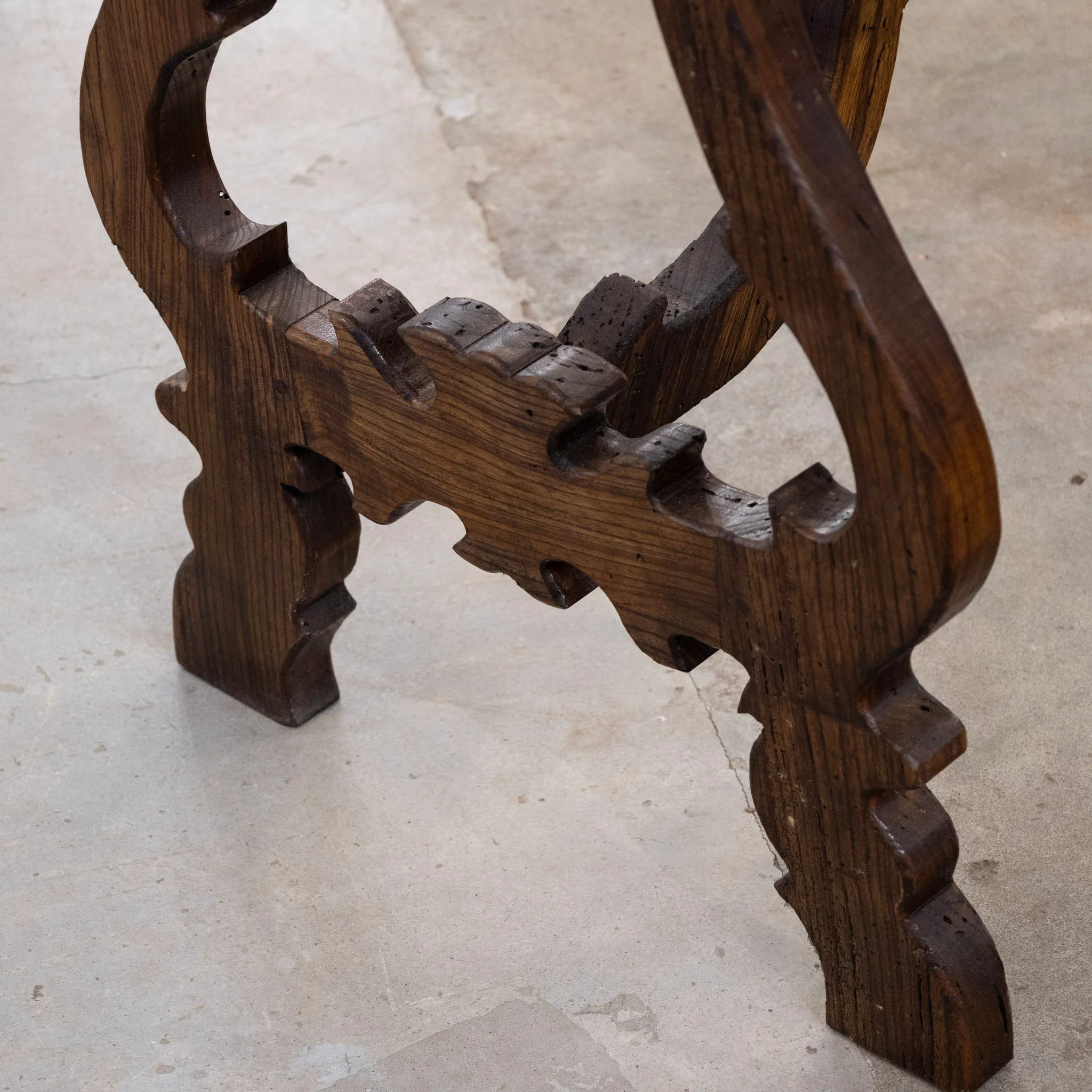 Italian Carved Sculptural Walnut Center Table – Formed By Pair of Demilune Consoles - Image 13