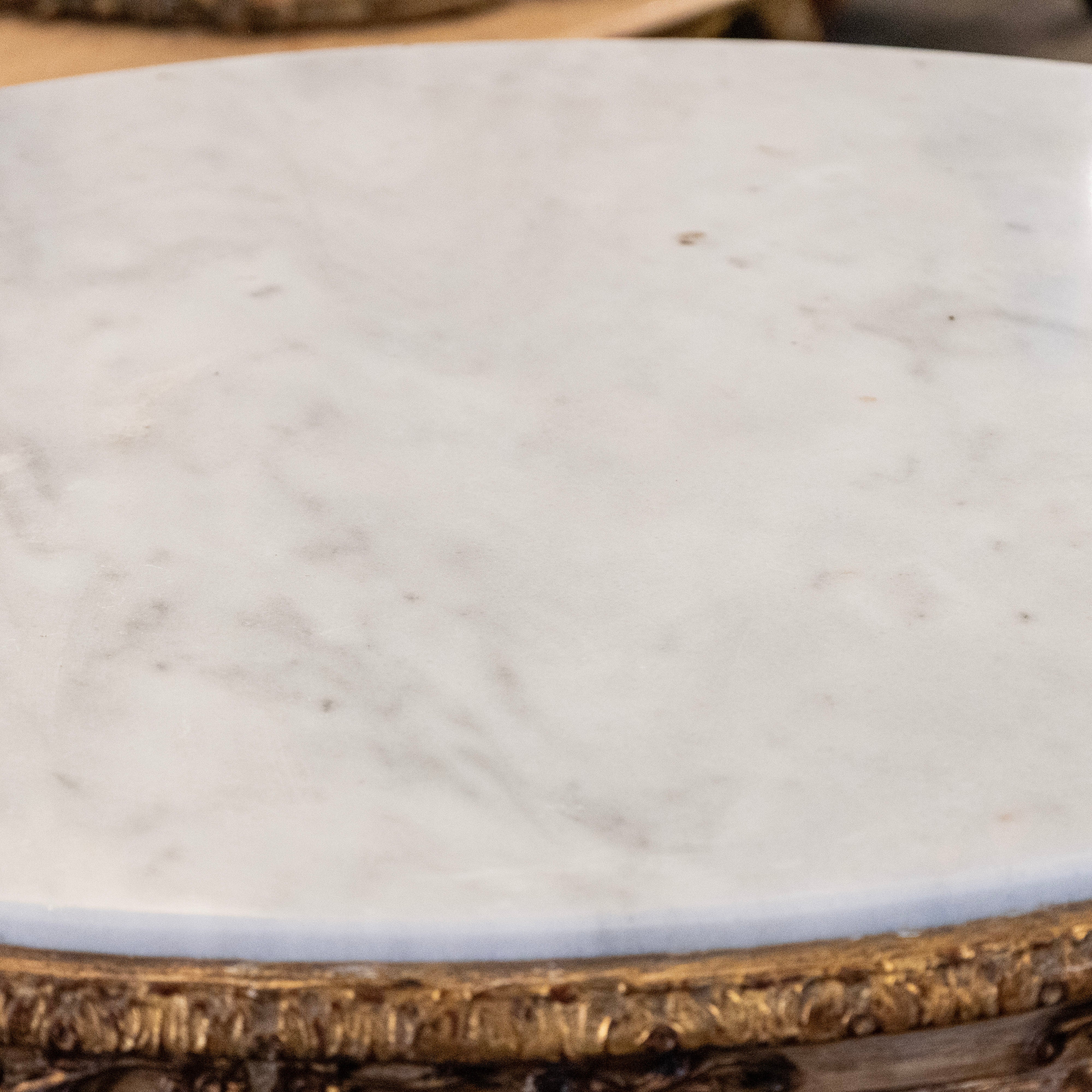 Italian Center Table – Painted & Carved Pedestal with White Marble Top - Image 9