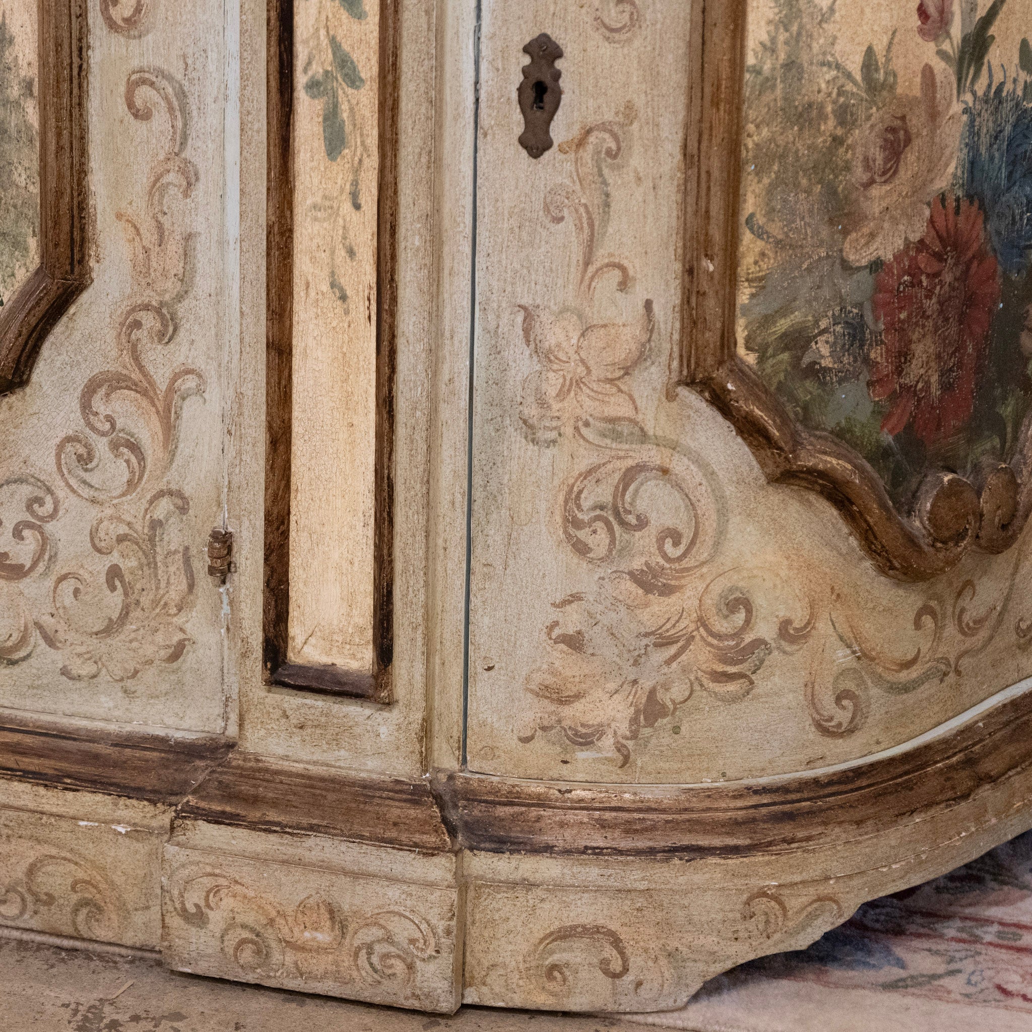 Italian Hand-Painted Soft Green Floral Sideboard - Image 16