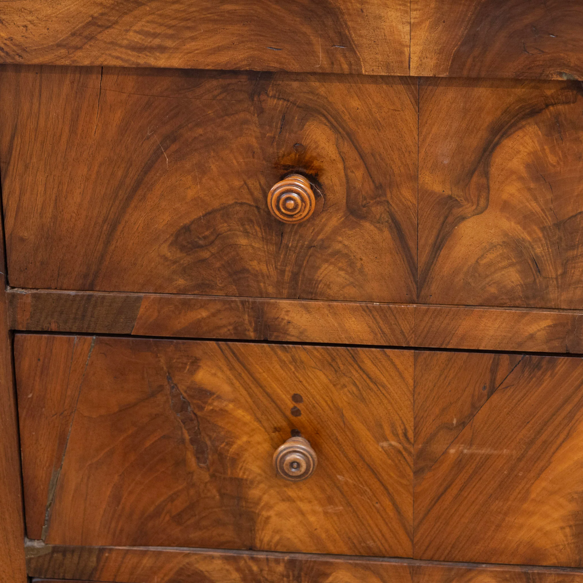 Louis Philippe Burl Wood Chest – Rounded Feet & Breccia Marble Top - Image 7