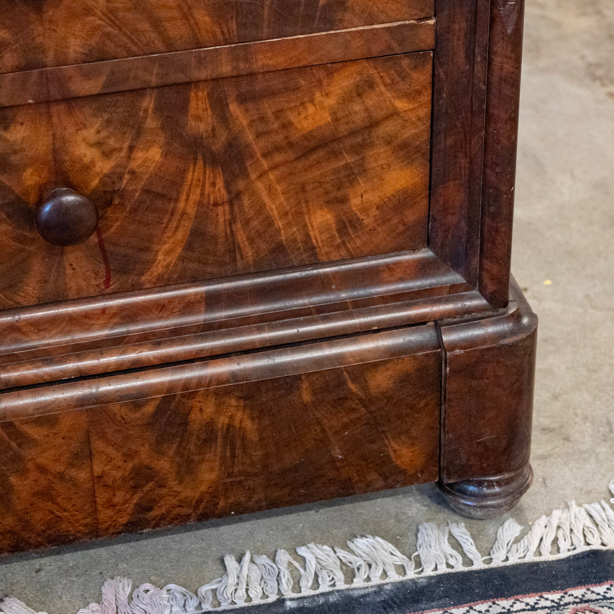 Louis Philippe Burl Wood Chest – Wood Knobs & Black Marble Top - Image 7