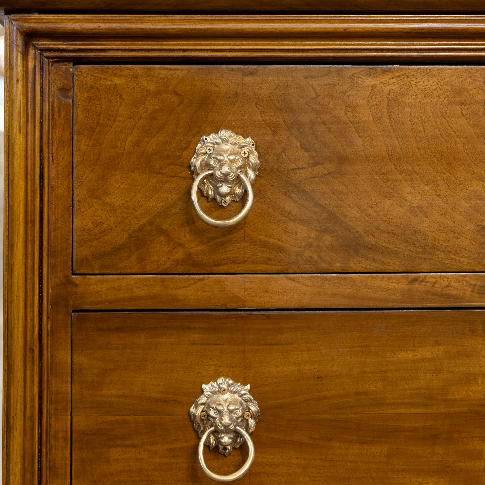 Louis Philippe Chest – Brass Lion Pulls & White Marble Top - Image 4
