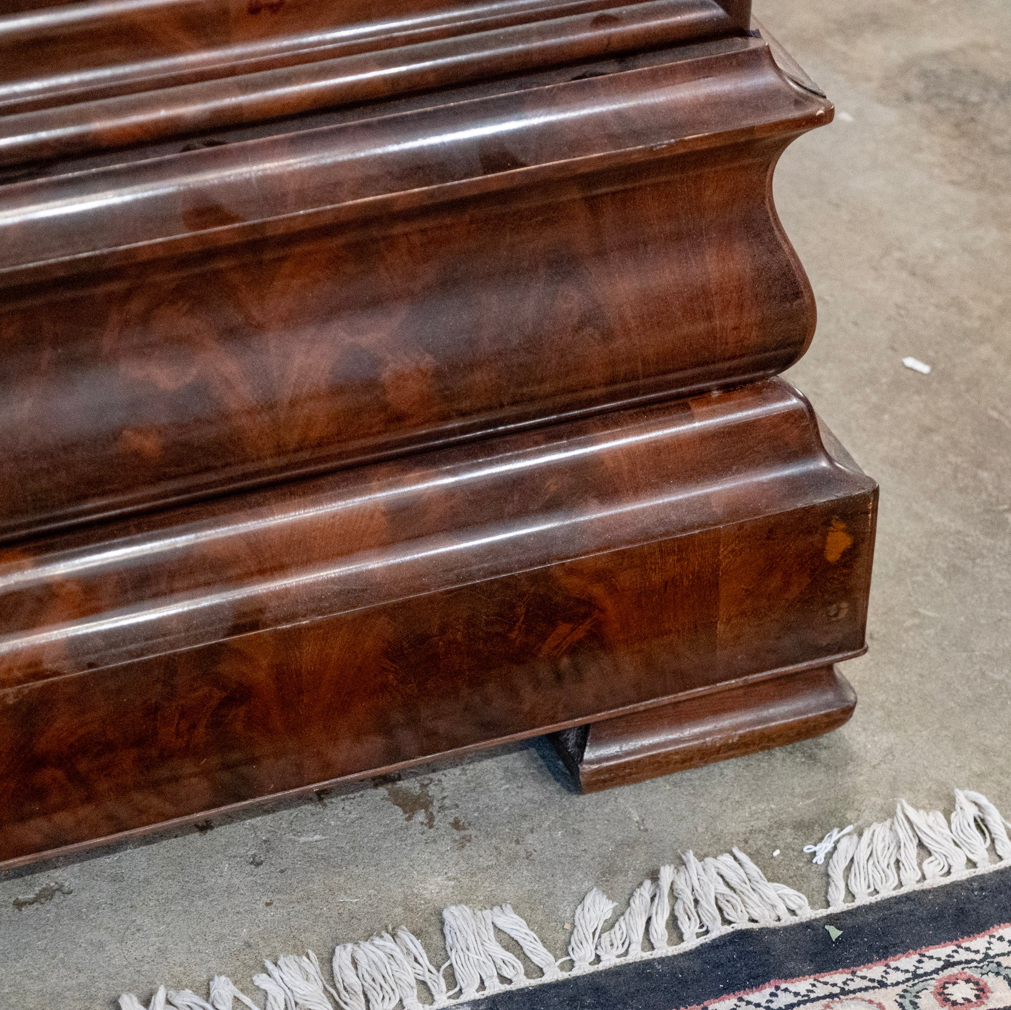 Louis Philippe Curved Burl Wood Chest – Black Marble Top - Image 10
