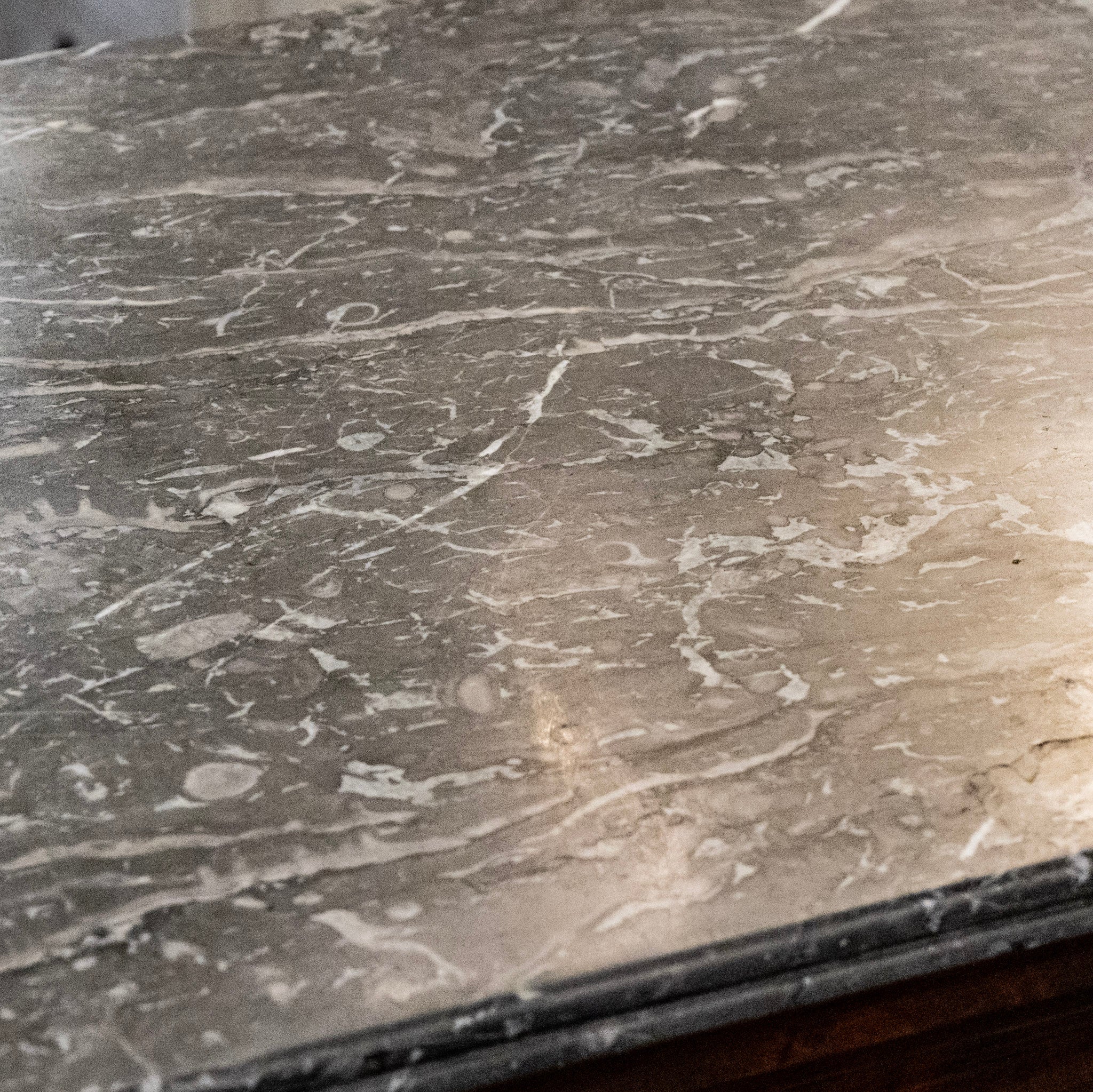 Louis Philippe Curved Burl Wood Chest – Black Marble Top - Image 9
