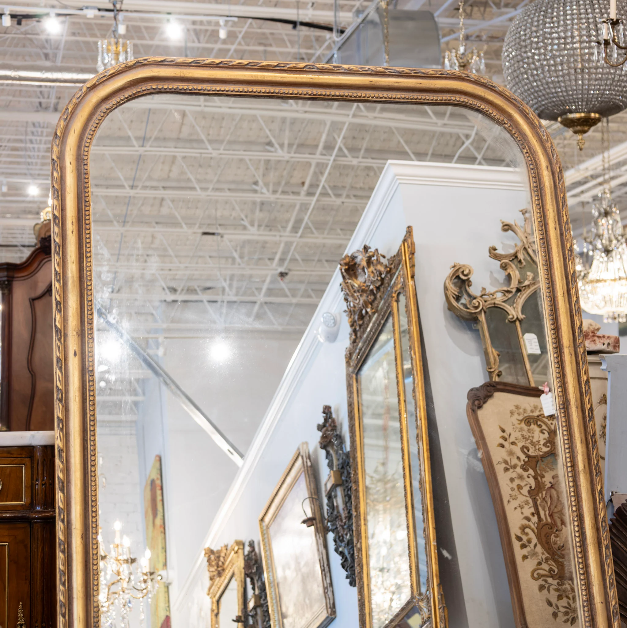 Louis Philippe Floor Mirror – Rope & Beaded Trim in Gold - Image 2