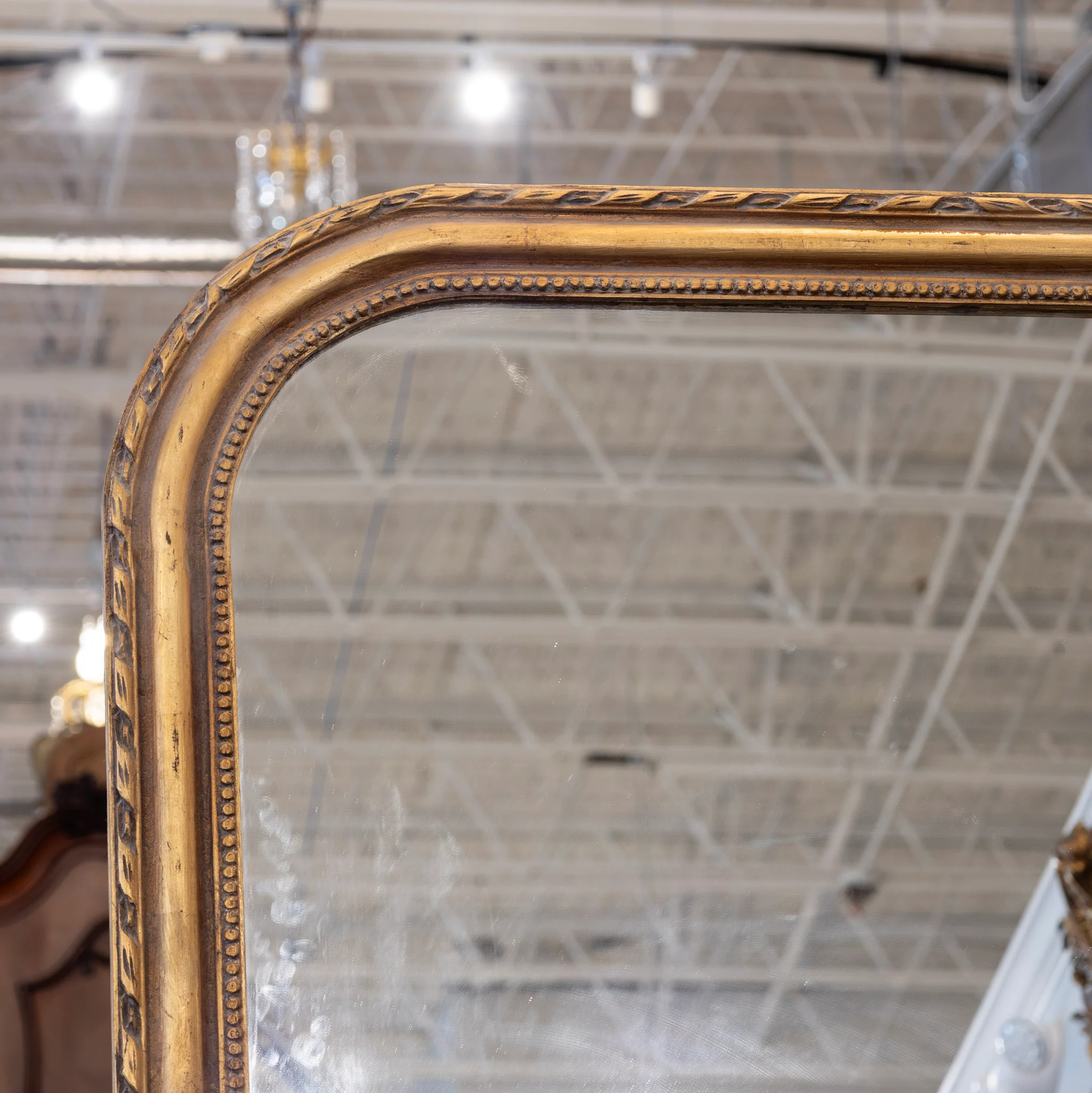 Louis Philippe Floor Mirror – Rope & Beaded Trim in Gold - Image 3