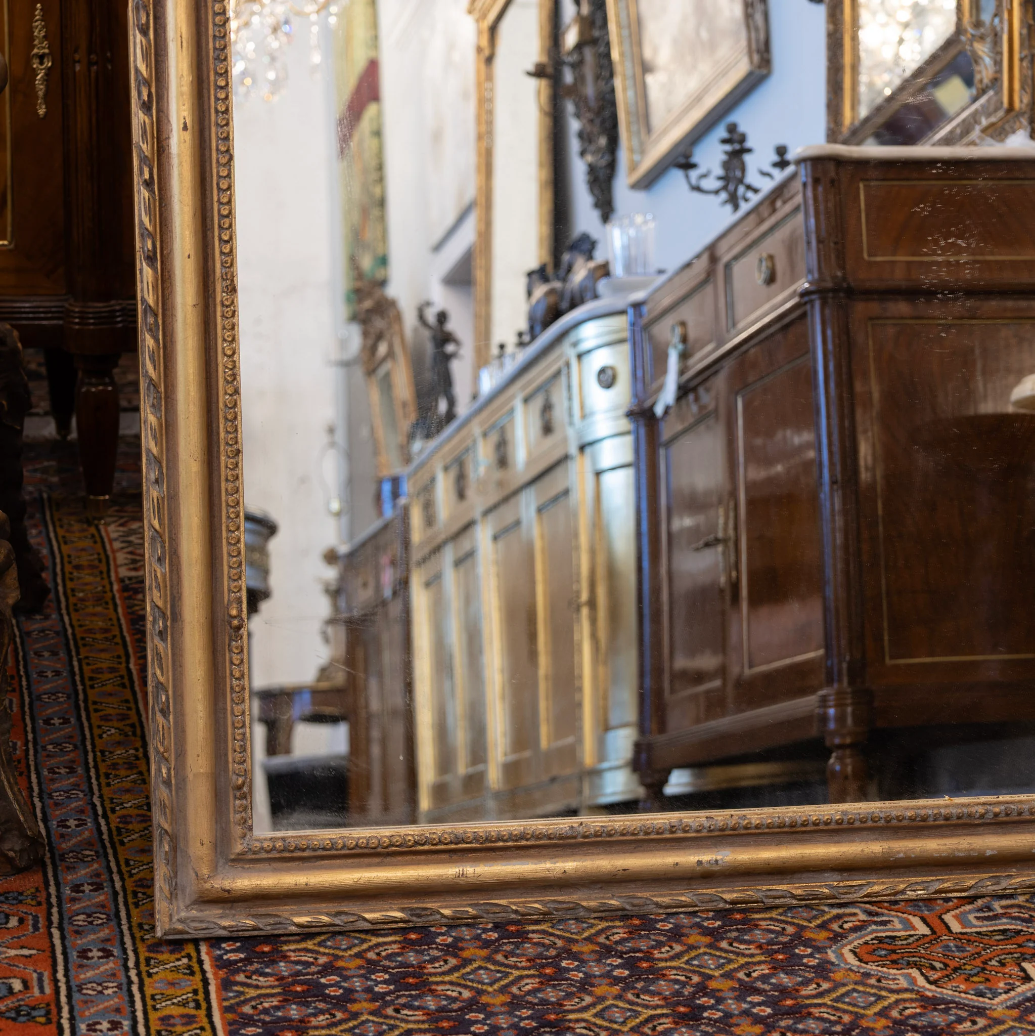 Louis Philippe Floor Mirror – Rope & Beaded Trim in Gold - Image 4