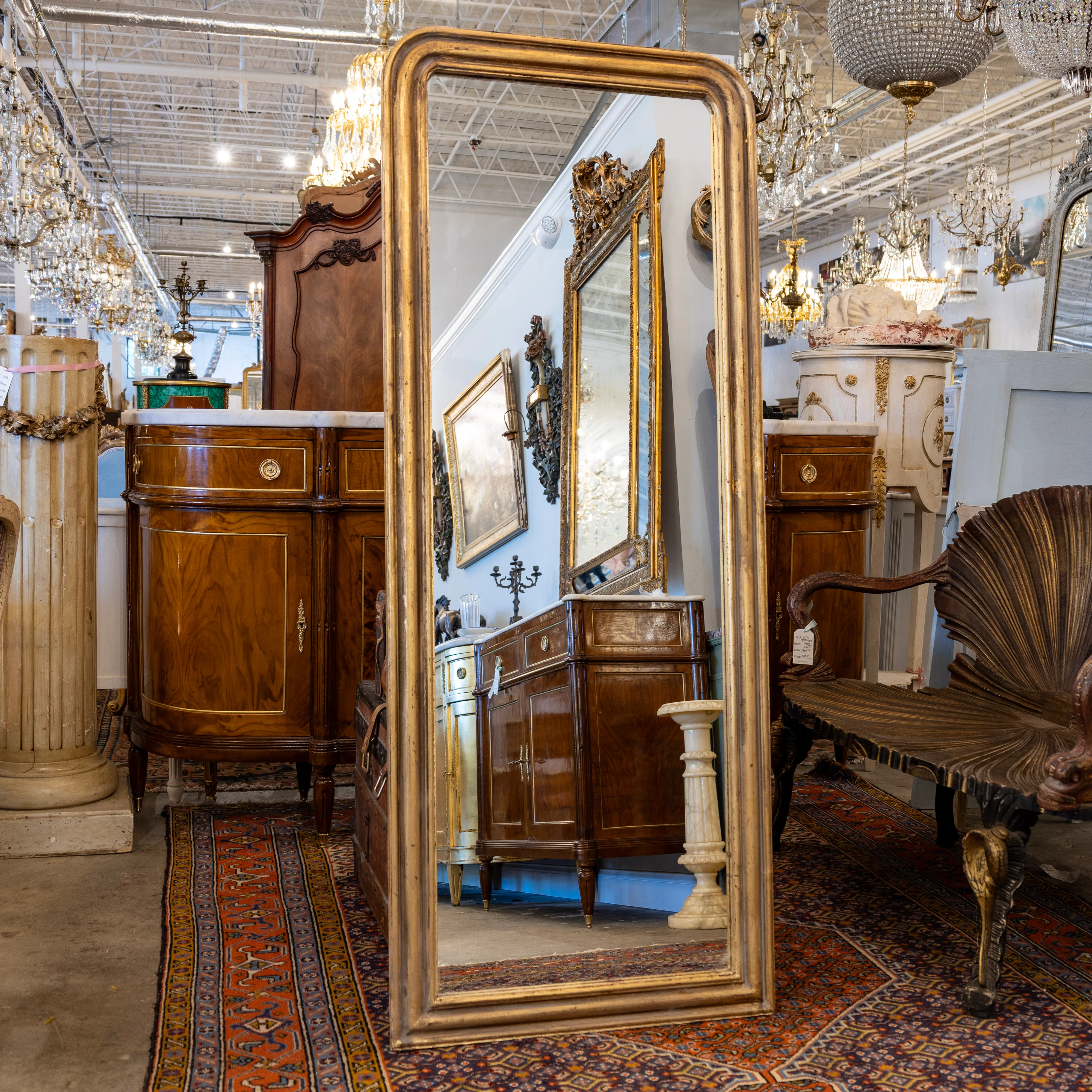 Louis Philippe Floor Length Mirror – Gold Finish