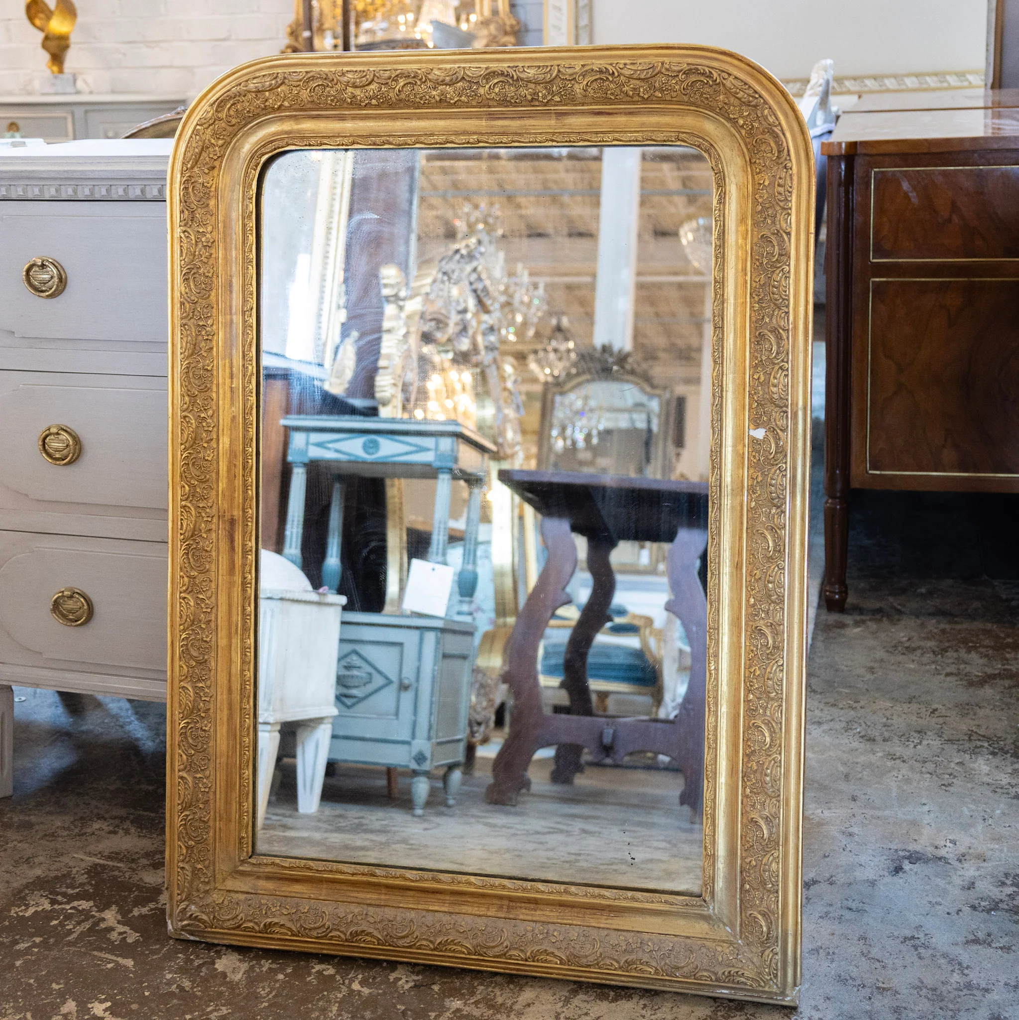 Louis Philippe Gilded Mirror – Intricately Carved Frame