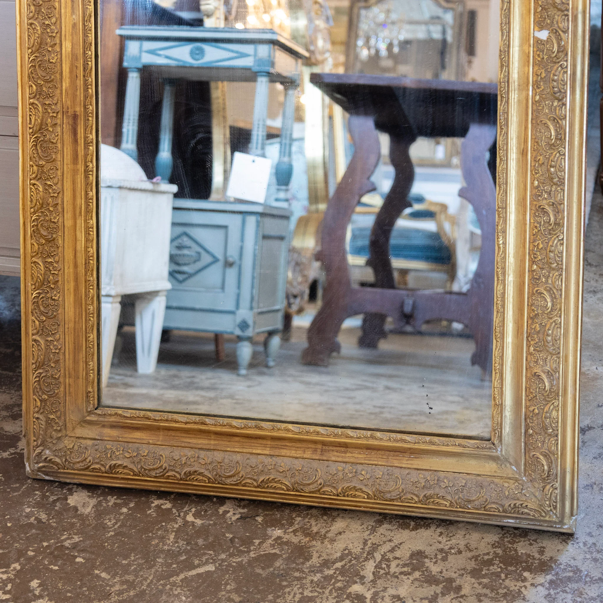 Louis Philippe Gilded Mirror – Intricately Carved Frame - Image 3