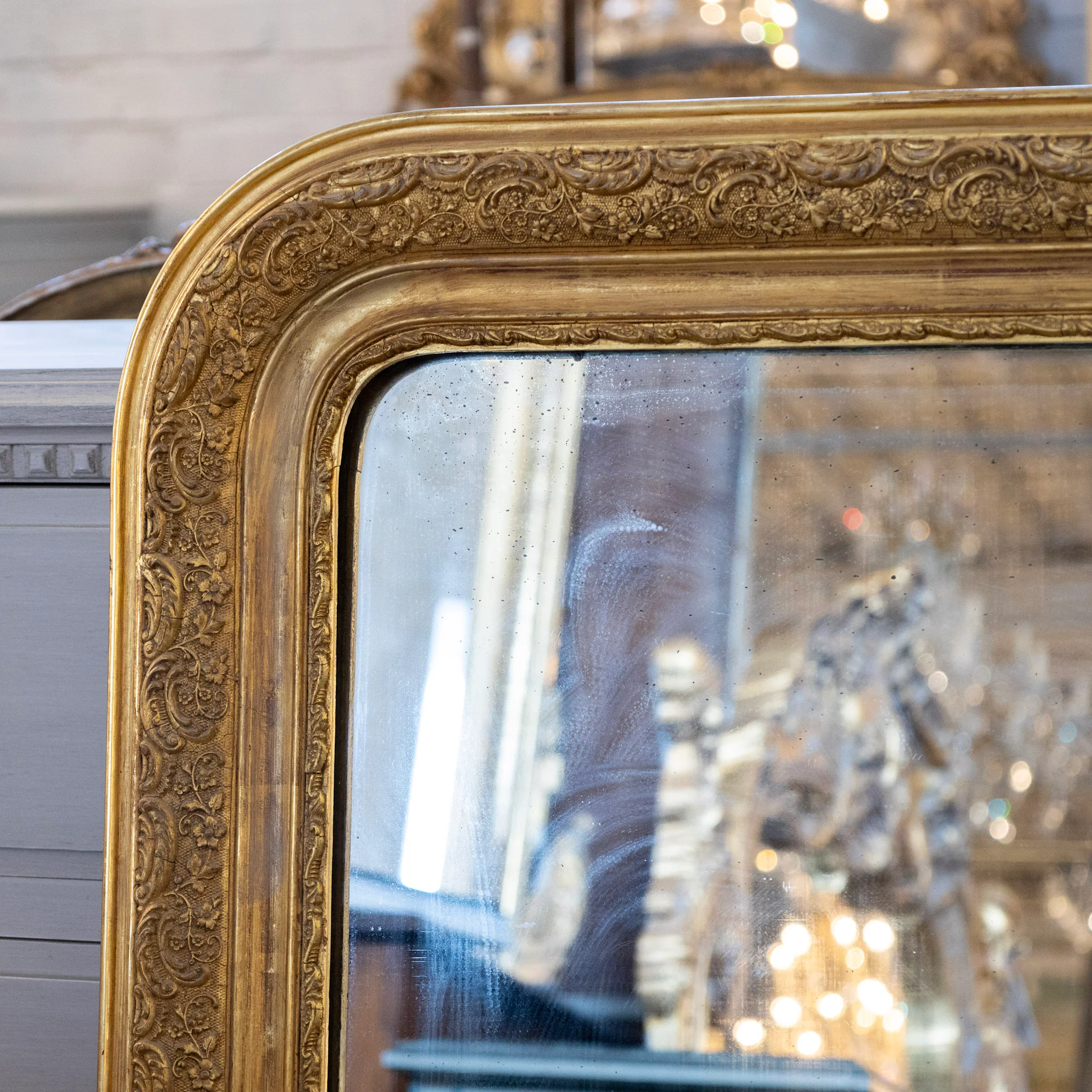 Louis Philippe Gilded Mirror – Intricately Carved Frame - Image 4