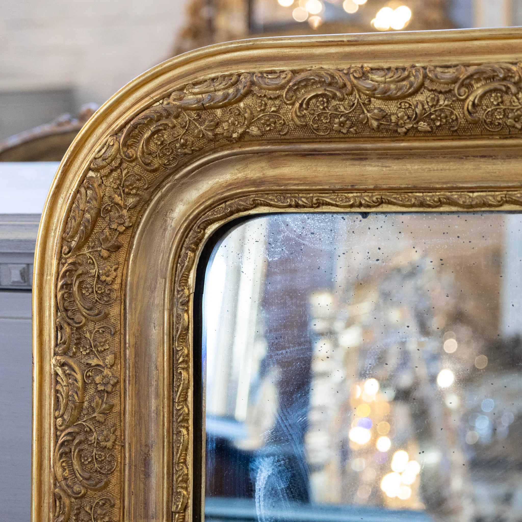 Louis Philippe Gilded Mirror – Intricately Carved Frame - Image 5
