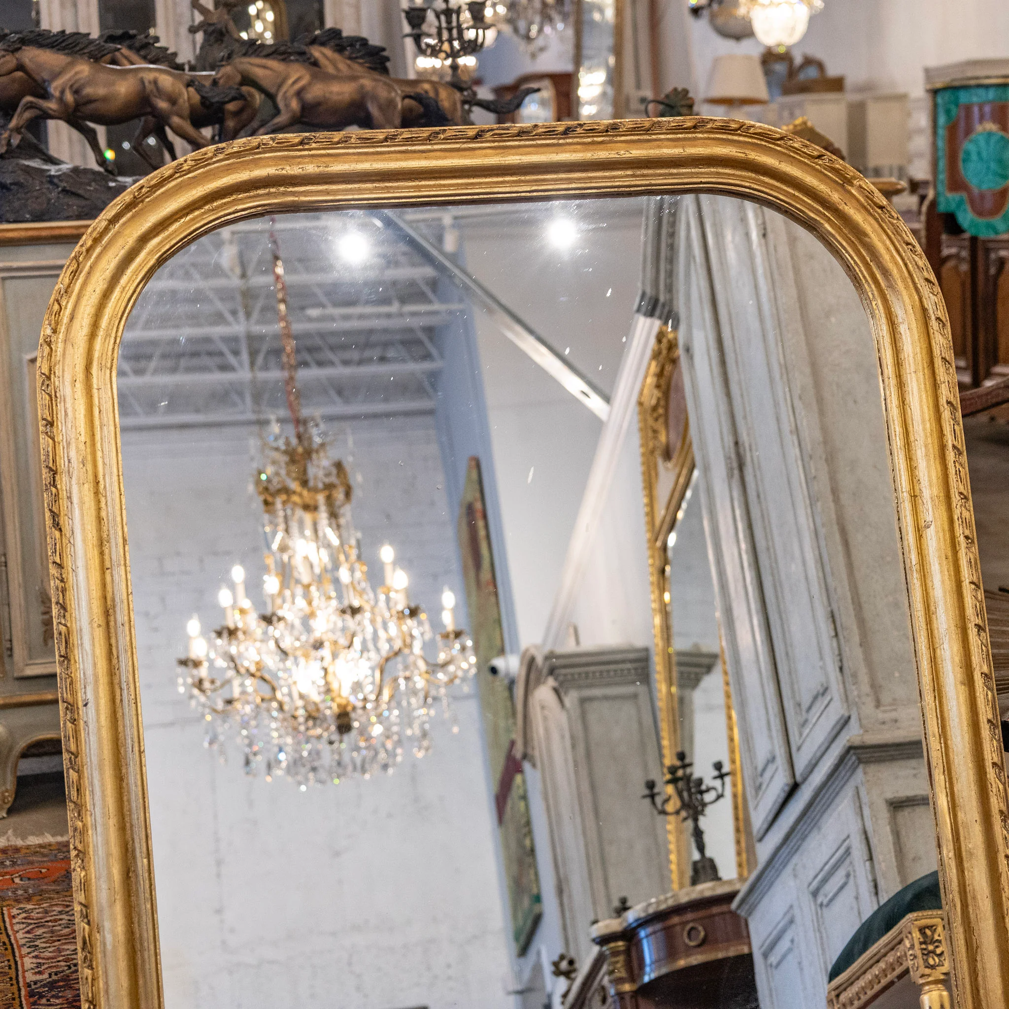 Louis Philippe Gilded Mirror – Rope Carved Trim - Image 2