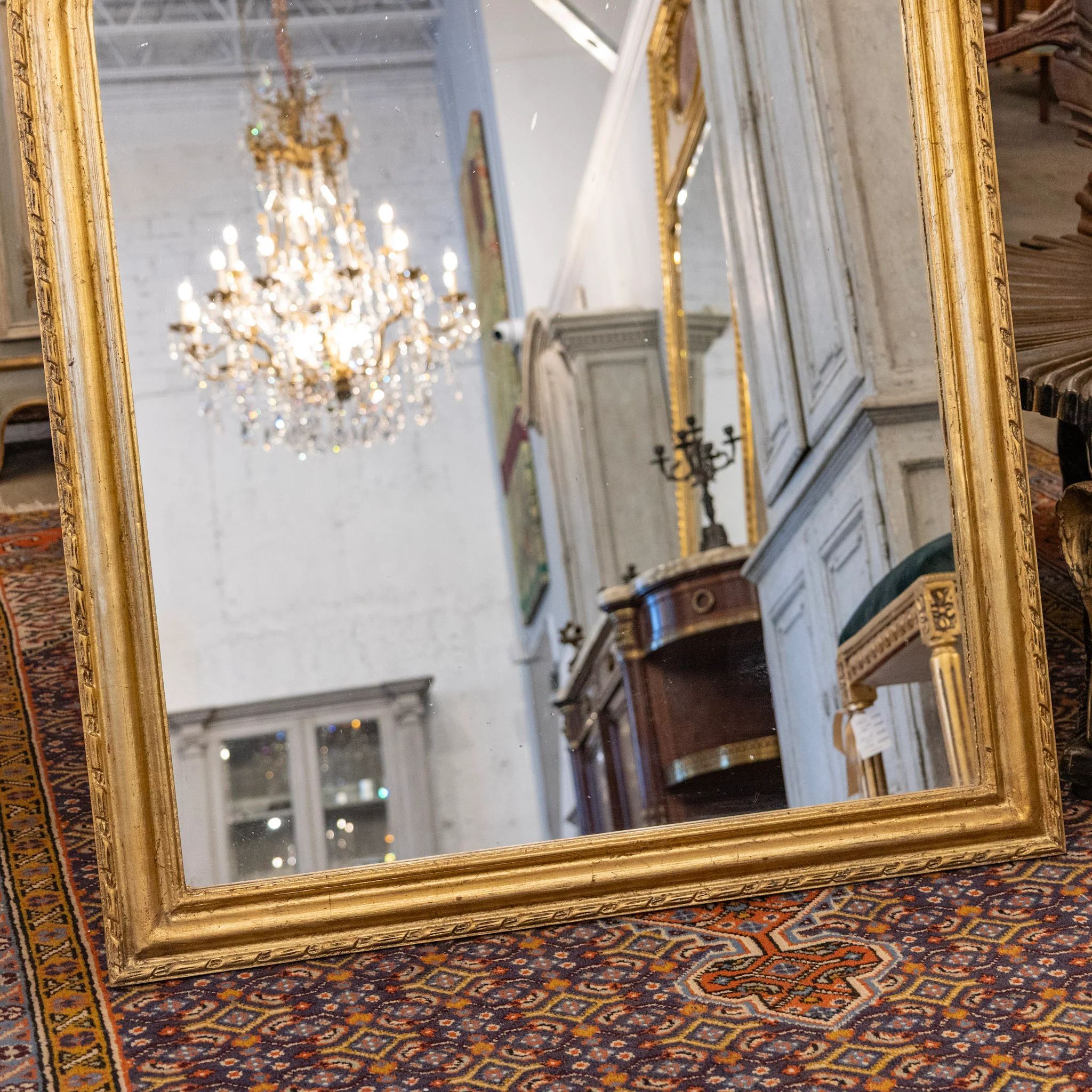 Louis Philippe Gilded Mirror – Rope Carved Trim - Image 3