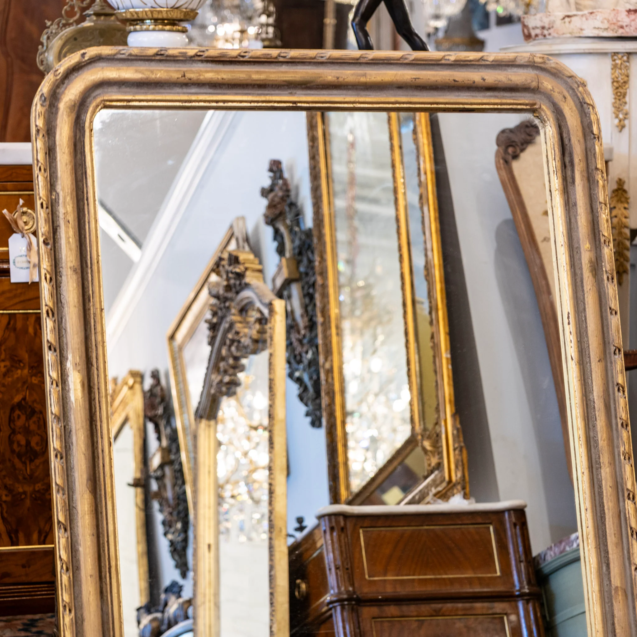 Louis Philippe Mirror – Carved Rope Trim & Gold Finish - Image 2