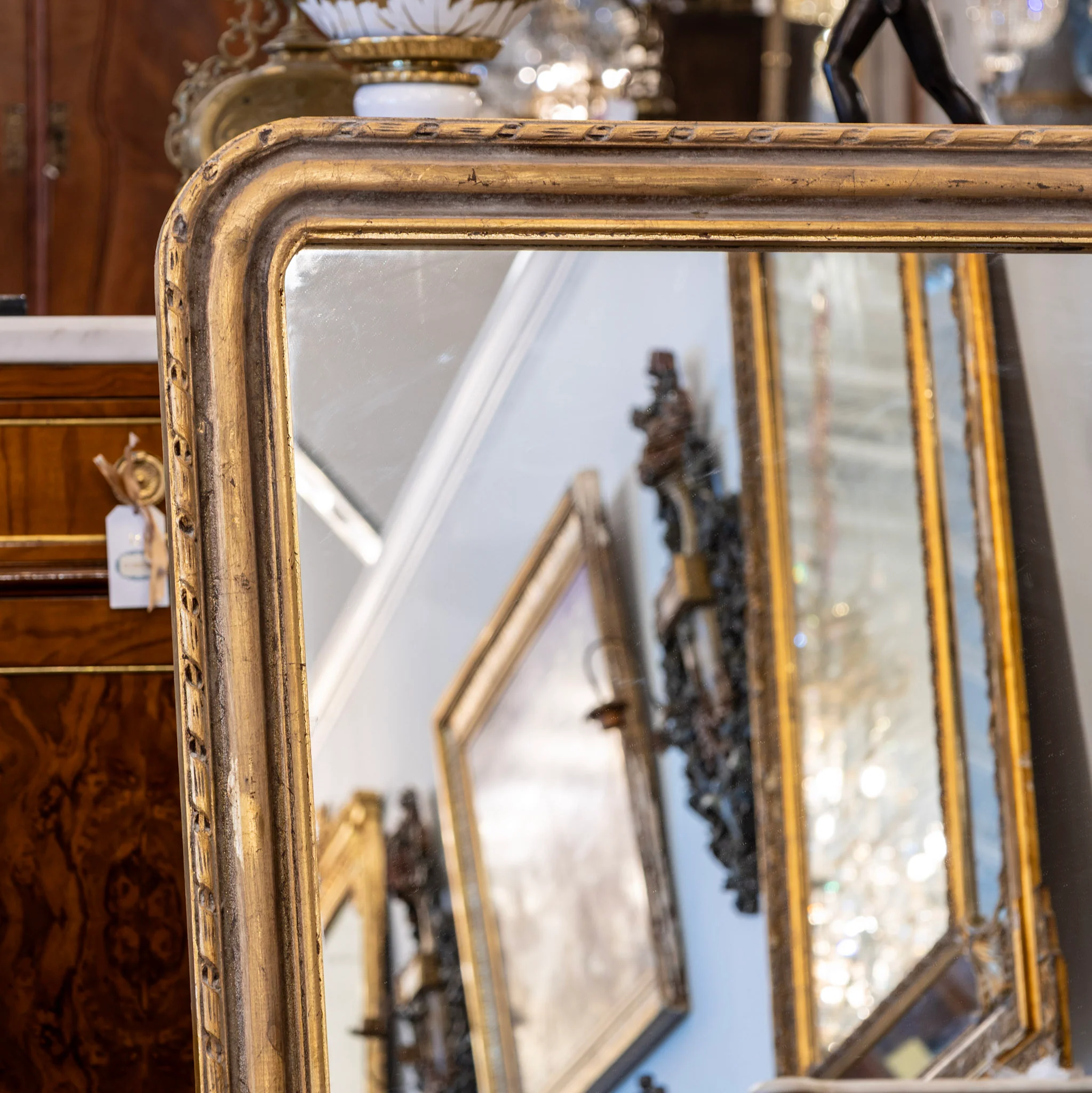 Louis Philippe Mirror – Carved Rope Trim & Gold Finish - Image 3