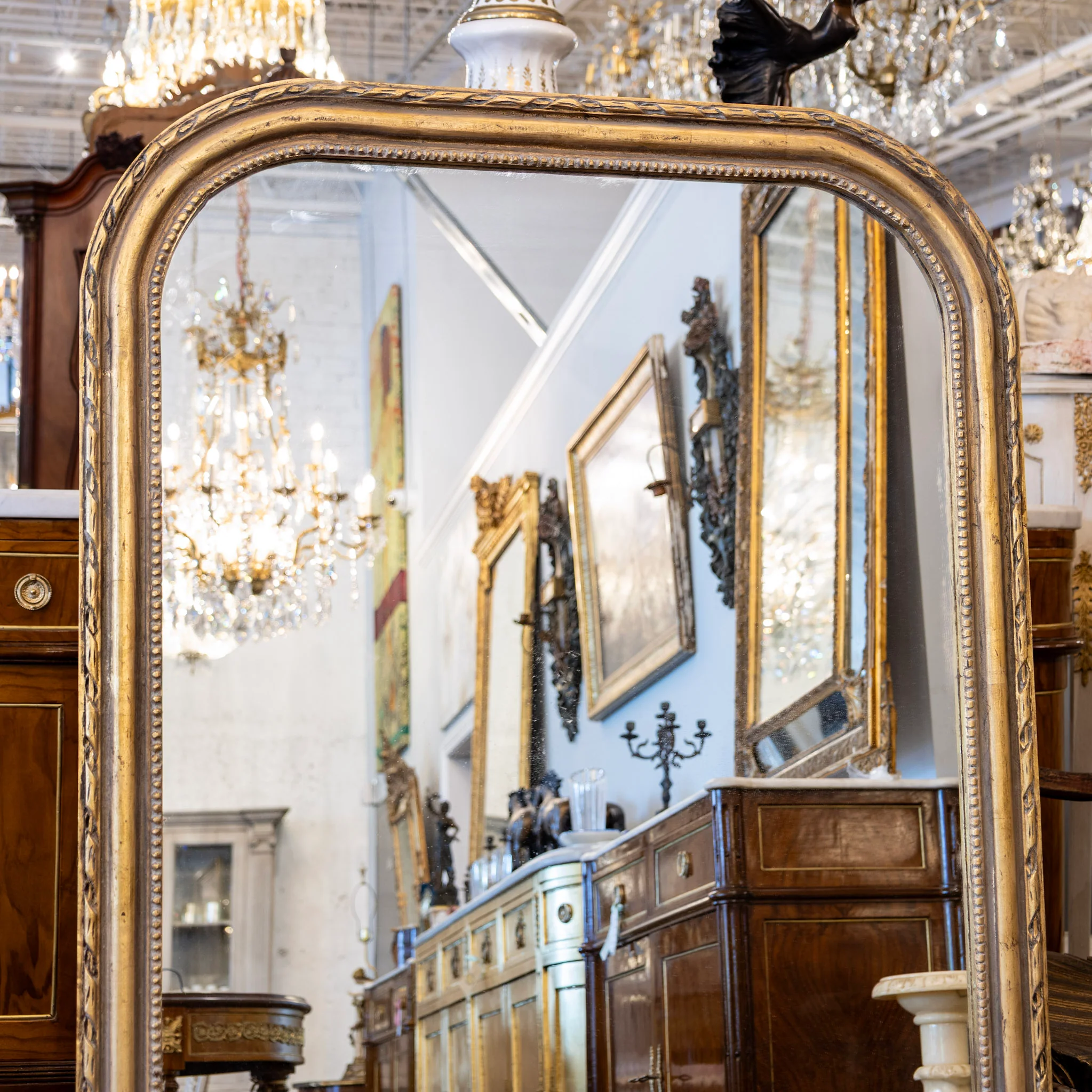 Louis Philippe Mirror – Rope & Beaded Trim with Gold Finish - Image 2