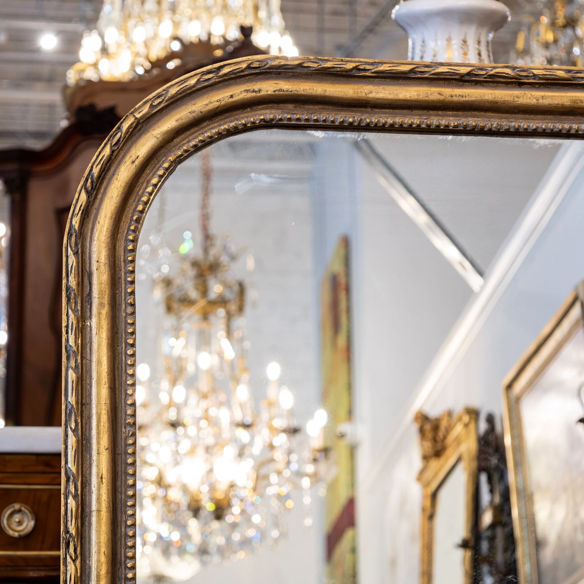Louis Philippe Mirror – Rope & Beaded Trim with Gold Finish - Image 3