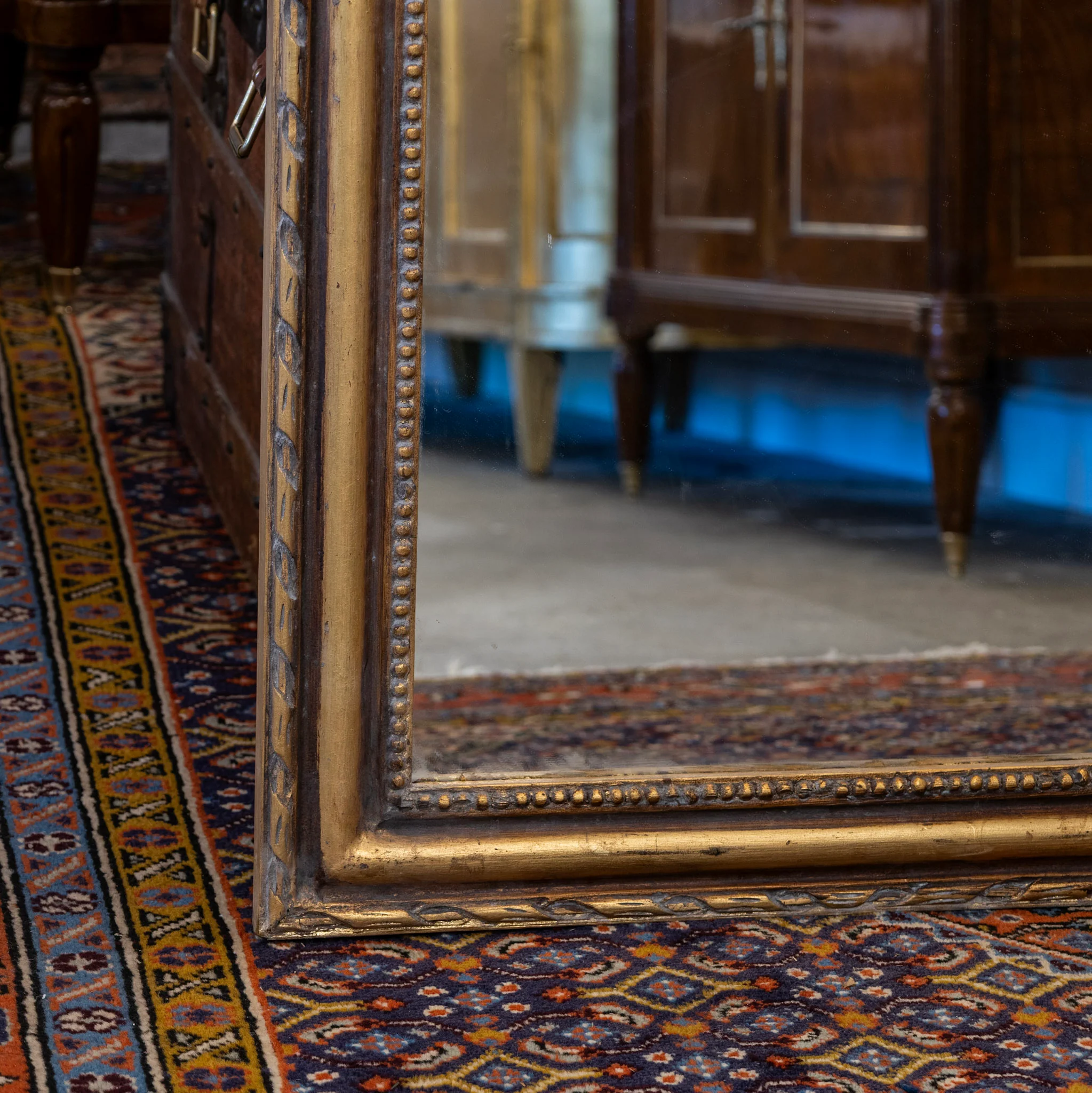 Louis Philippe Mirror – Tall Gold Frame with Rope & Beaded Trim - Image 4