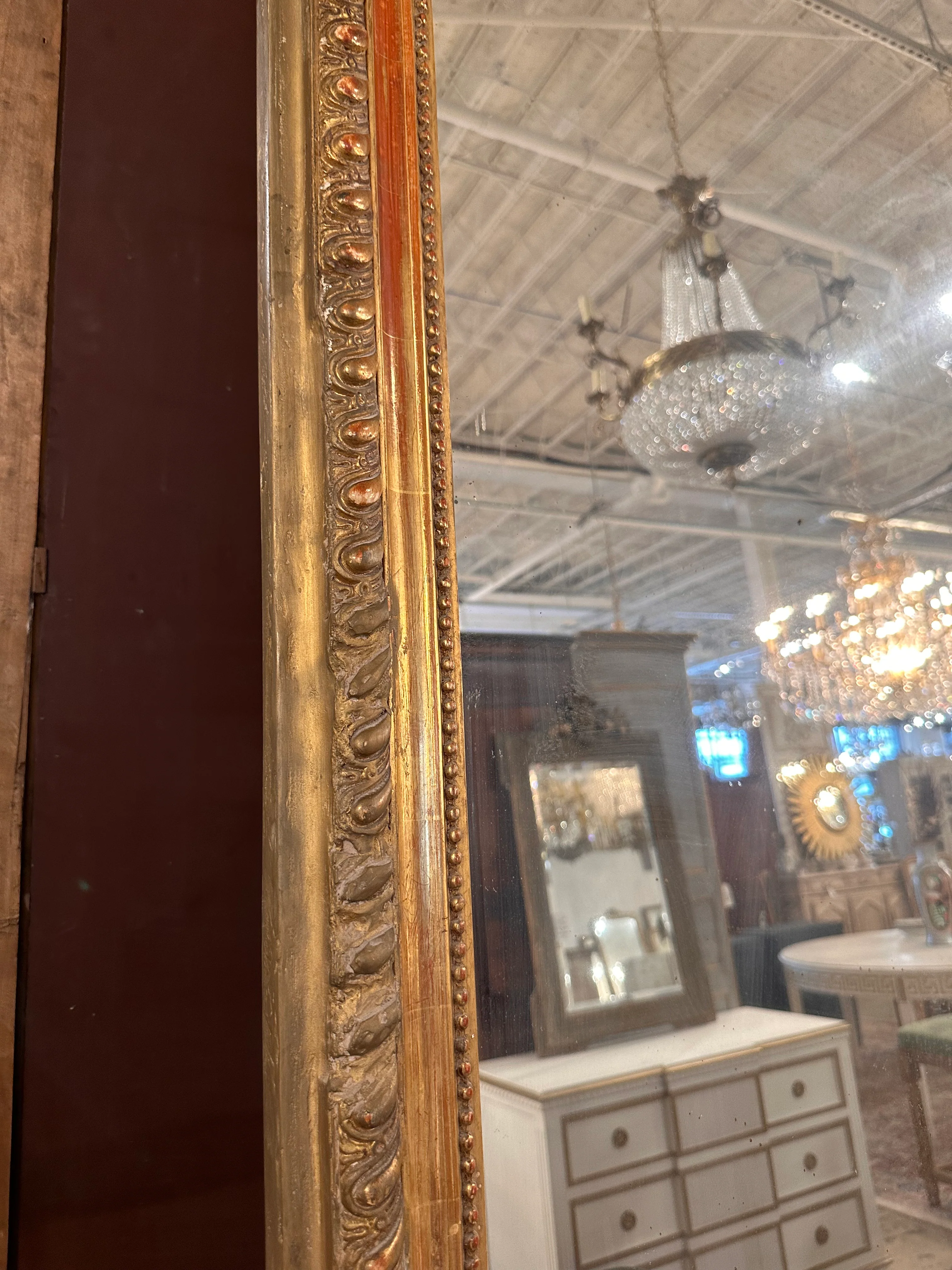 Original Antique Louis Philippe French Mirror with Cartouche - Image 4
