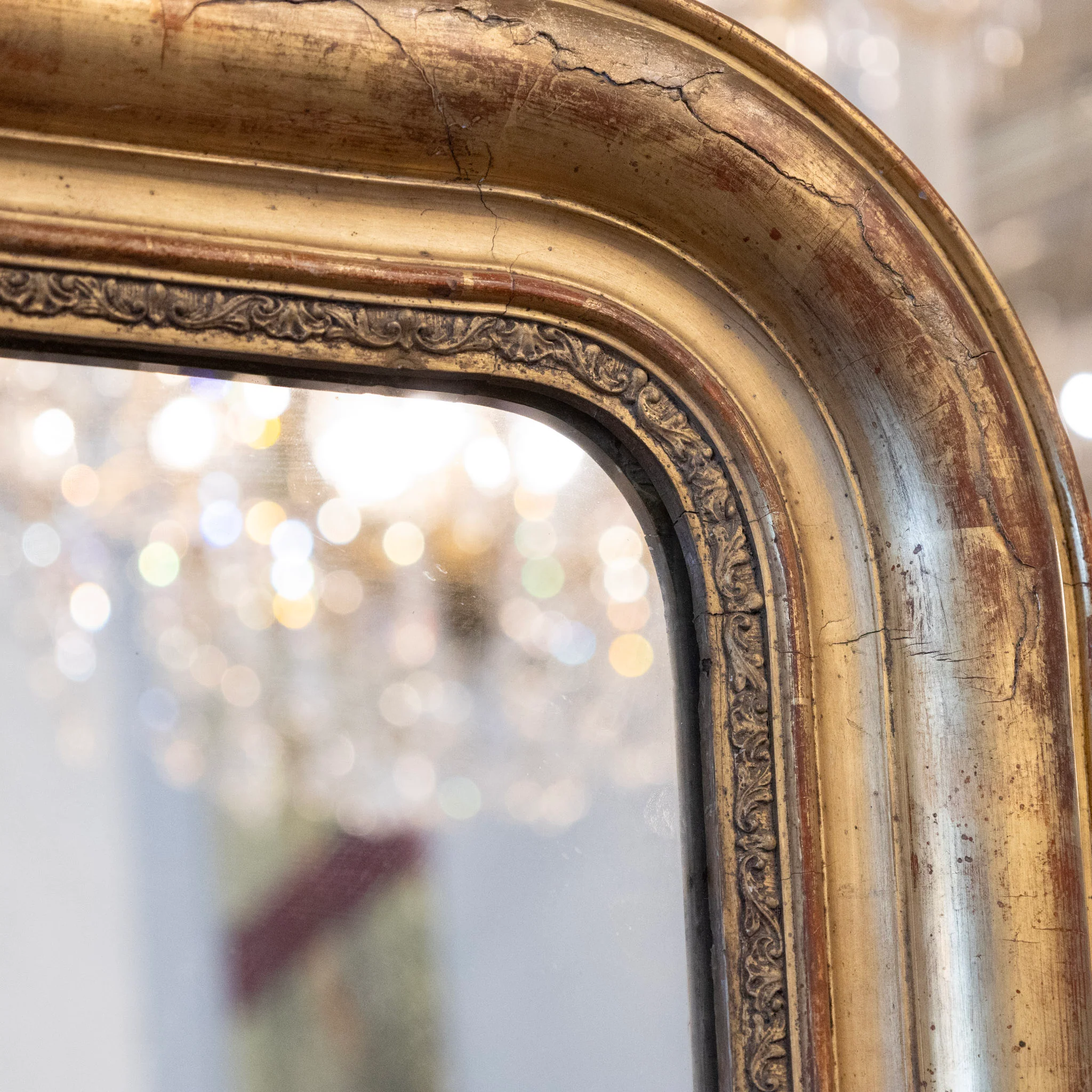 Louis Philippe Rounded Gilded Mirror with Aged Patina - Image 5