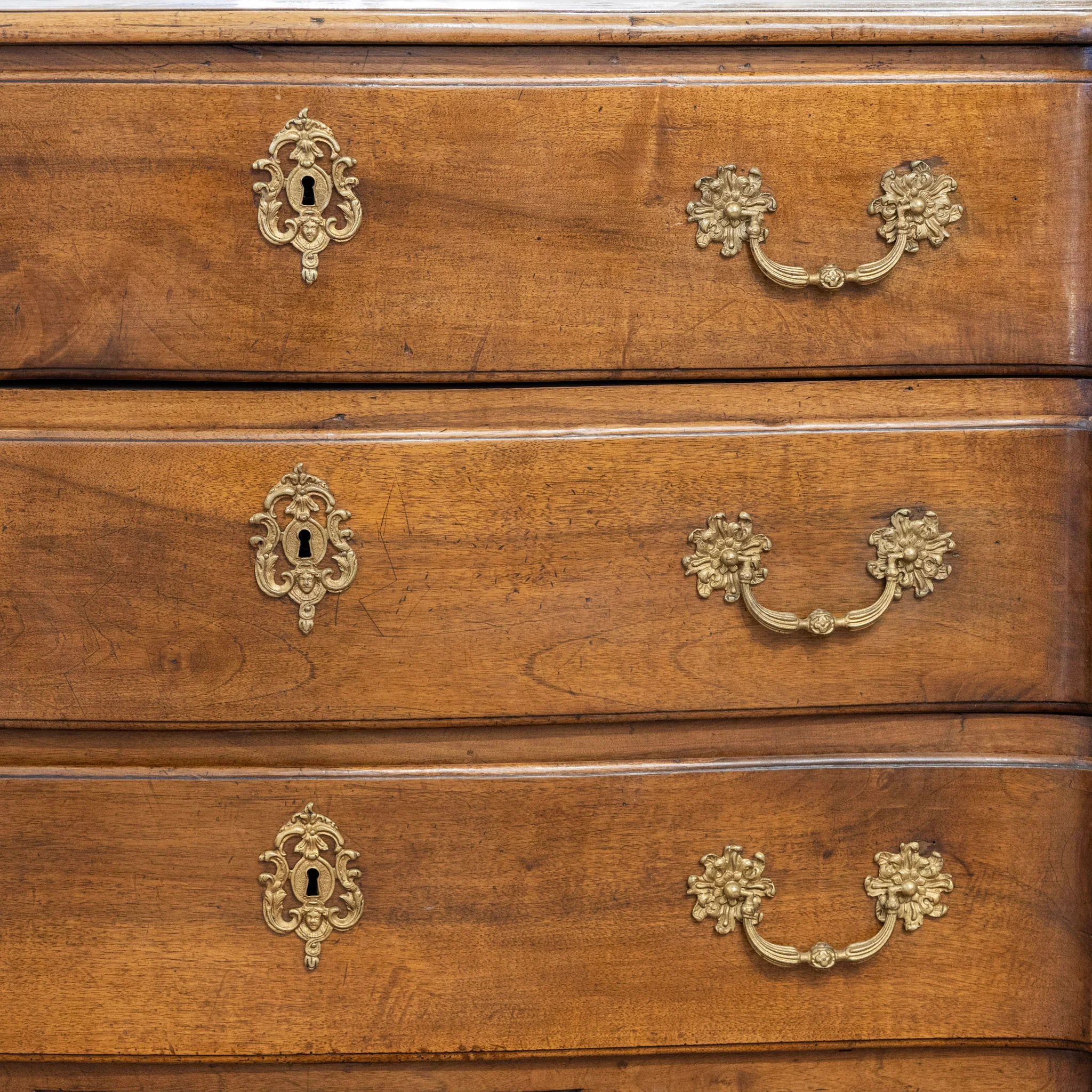 Louis XV 18th Century Walnut Chest – Bronze Hardware & Carved Florals - Image 3