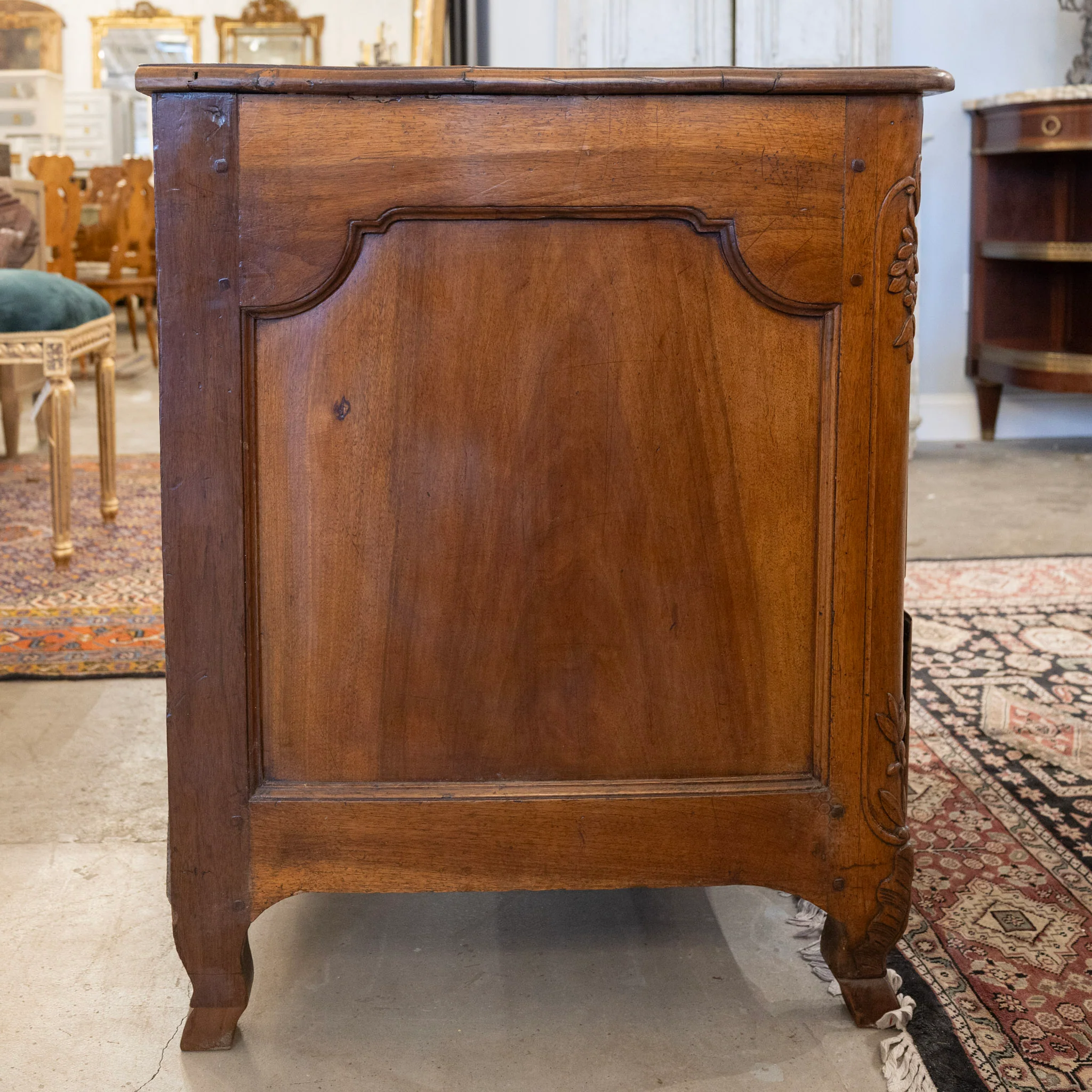 Louis XV 18th Century Walnut Chest – Bronze Hardware & Carved Florals - Image 7